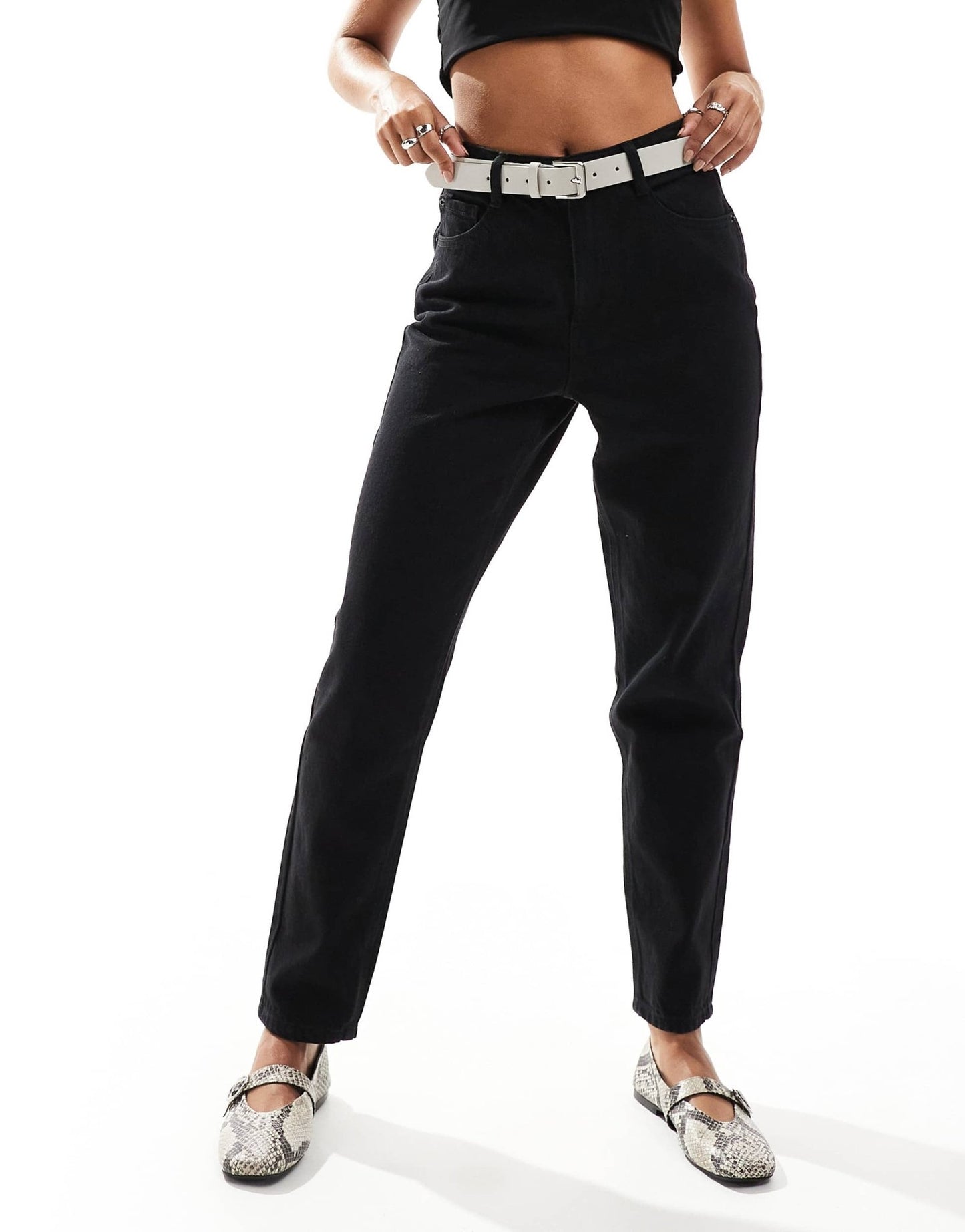 Pimkie high waisted mom jeans in black - ASOS Sample Sale EU Store