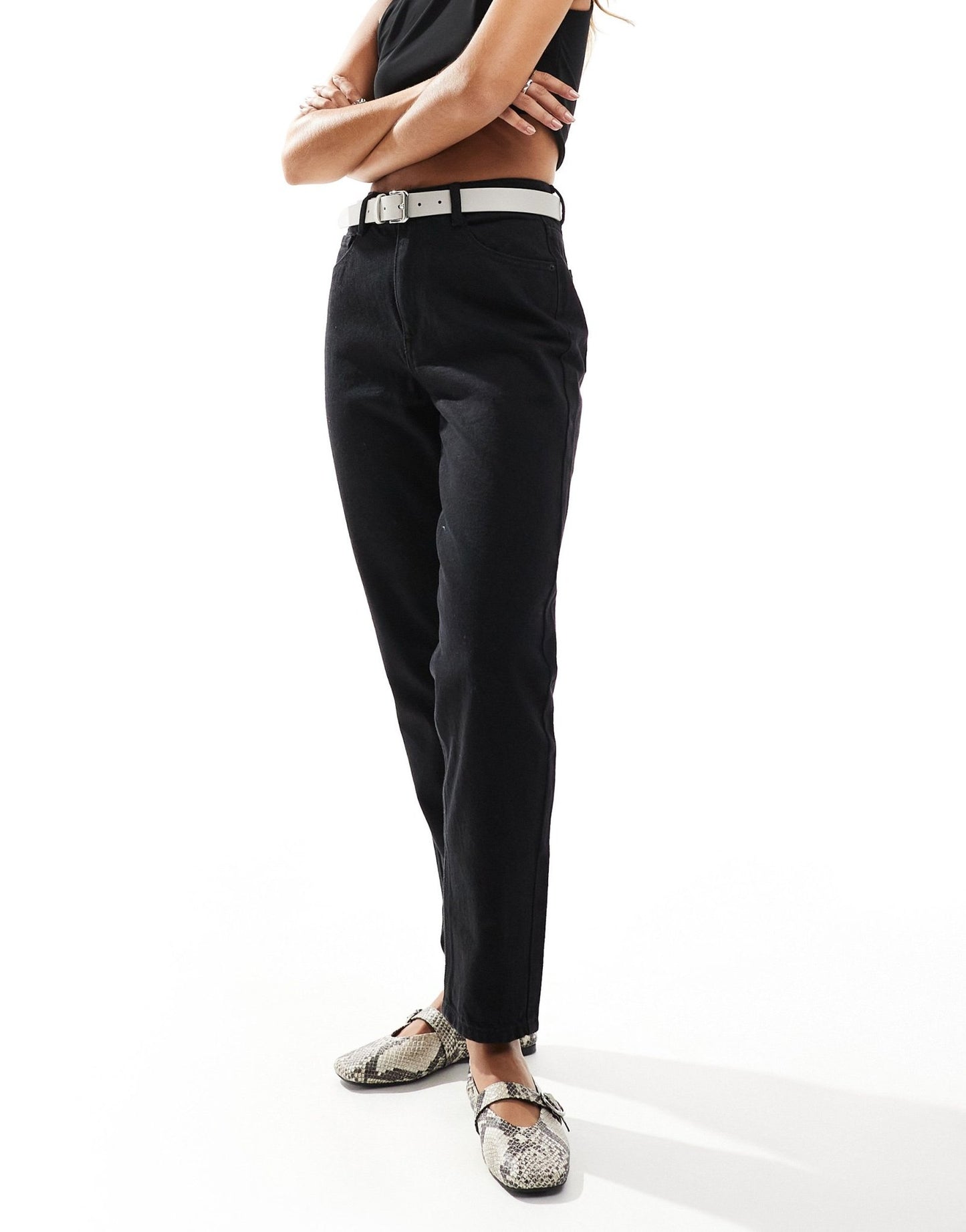 Pimkie high waisted mom jeans in black - ASOS Sample Sale EU Store