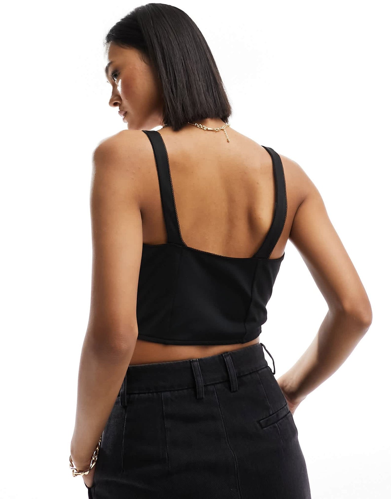 Pimkie hook and eye crop top in black - ASOS Sample Sale EU Store