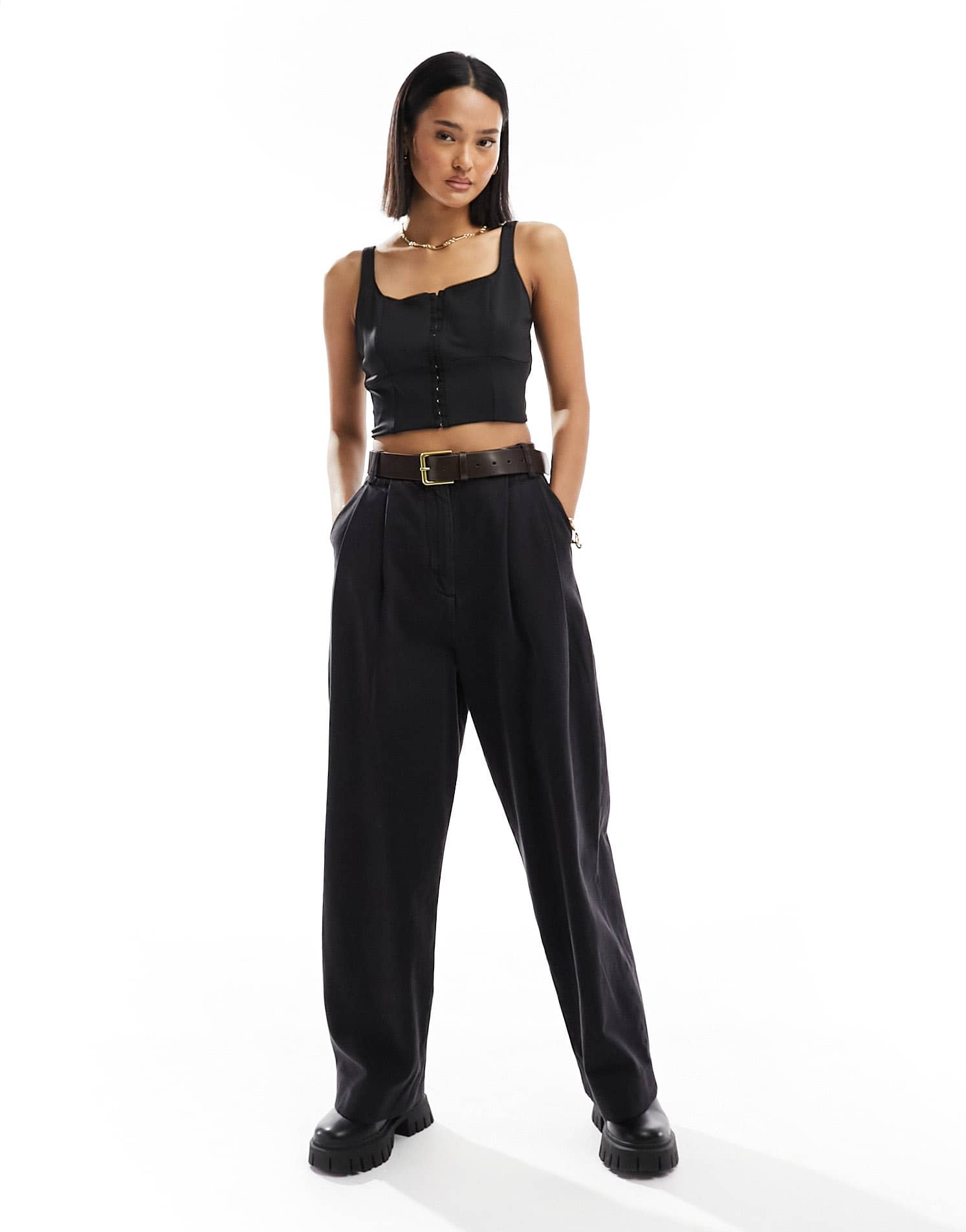 Pimkie hook and eye crop top in black - ASOS Sample Sale EU Store