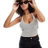 Top halterneck Pimkie lavorato a maglia a righe crema