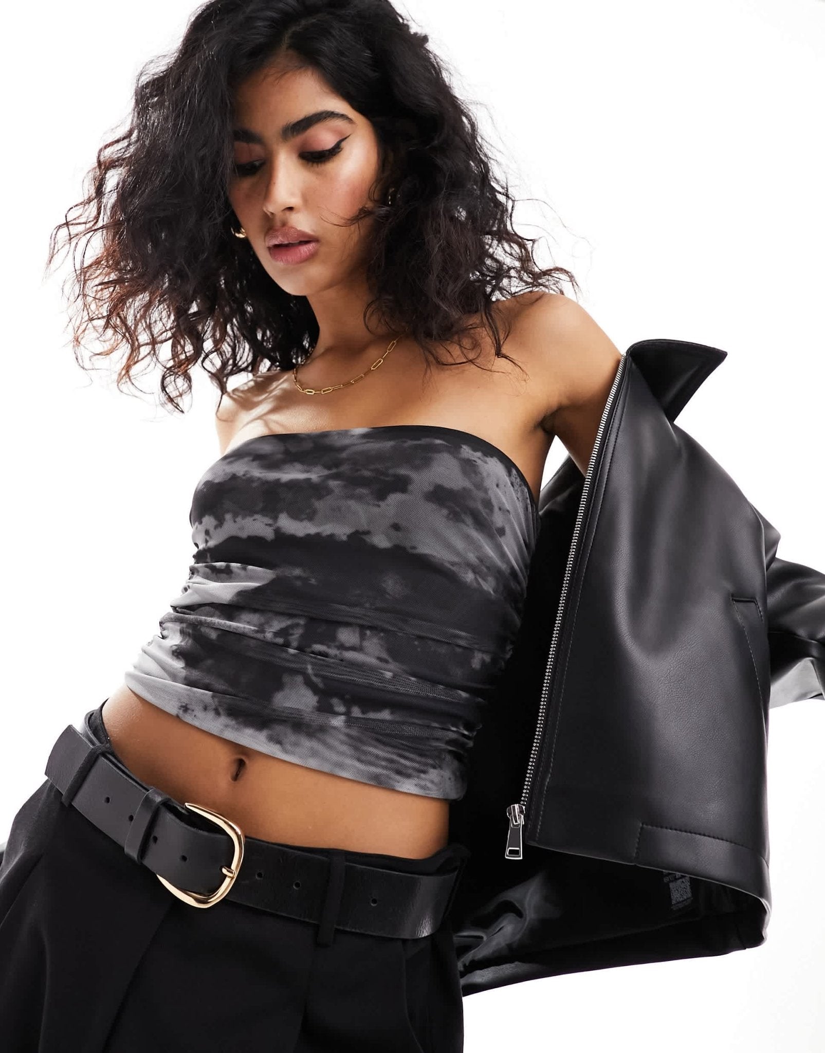 Pimkie mesh bandeau top in grey marble - ASOS Sample Sale EU Store