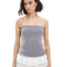 Pimkie ribbed bandeau top in charcoal