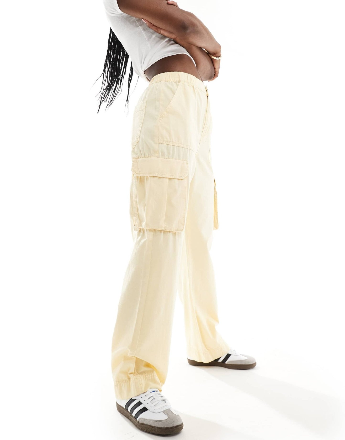 Pimkie straight leg cargo pocket detail trousers in yellow - ASOS Sample Sale EU Store