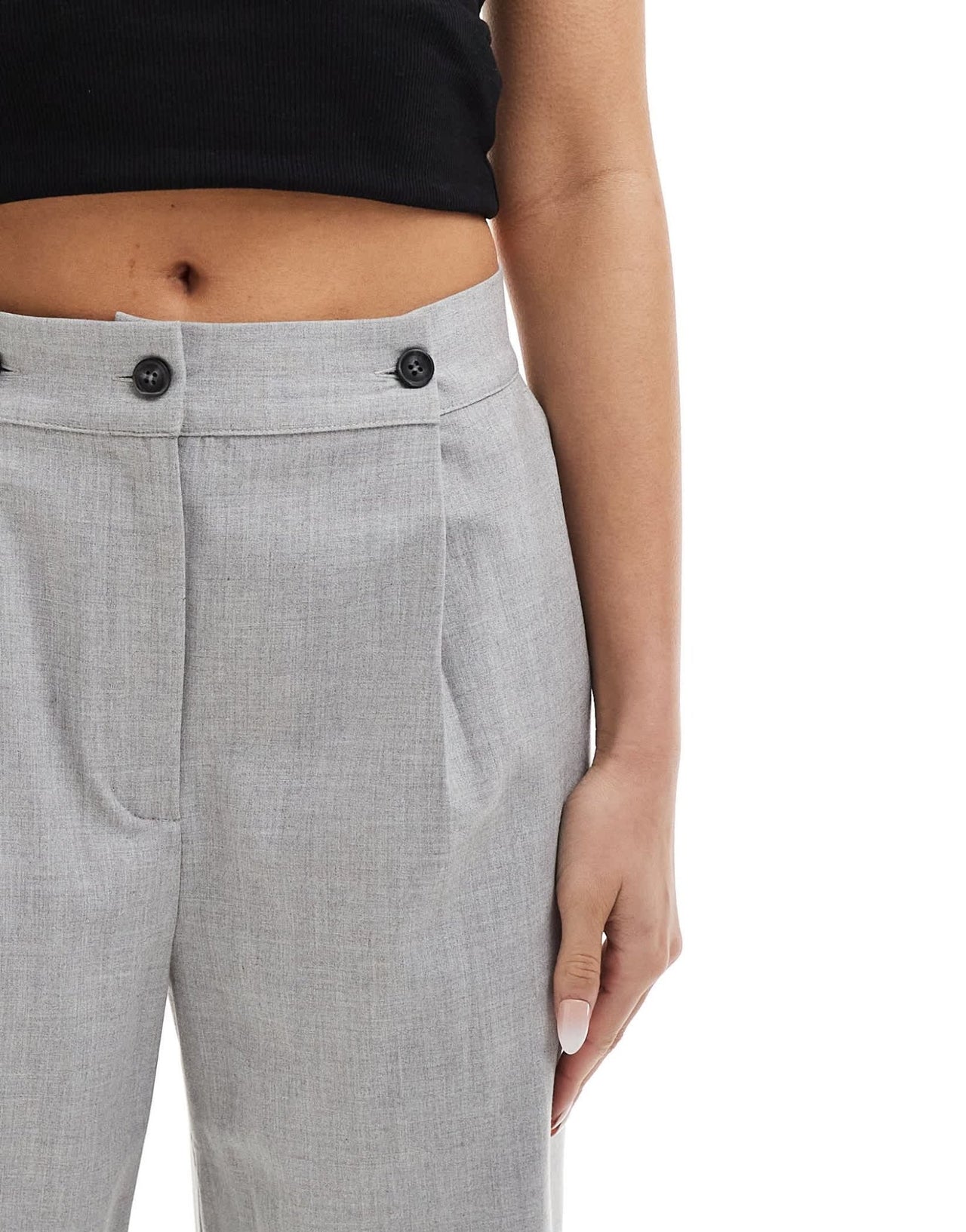 Pimkie tailored adjustable waist straight leg trouser in light grey - ASOS Sample Sale EU Store