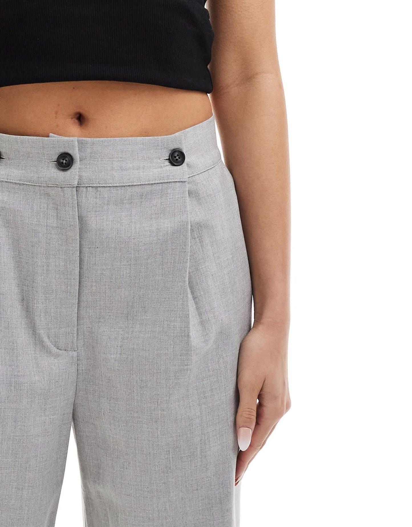 Pimkie tailored adjustable waist straight leg trouser in light grey - ASOS Sample Sale EU Store