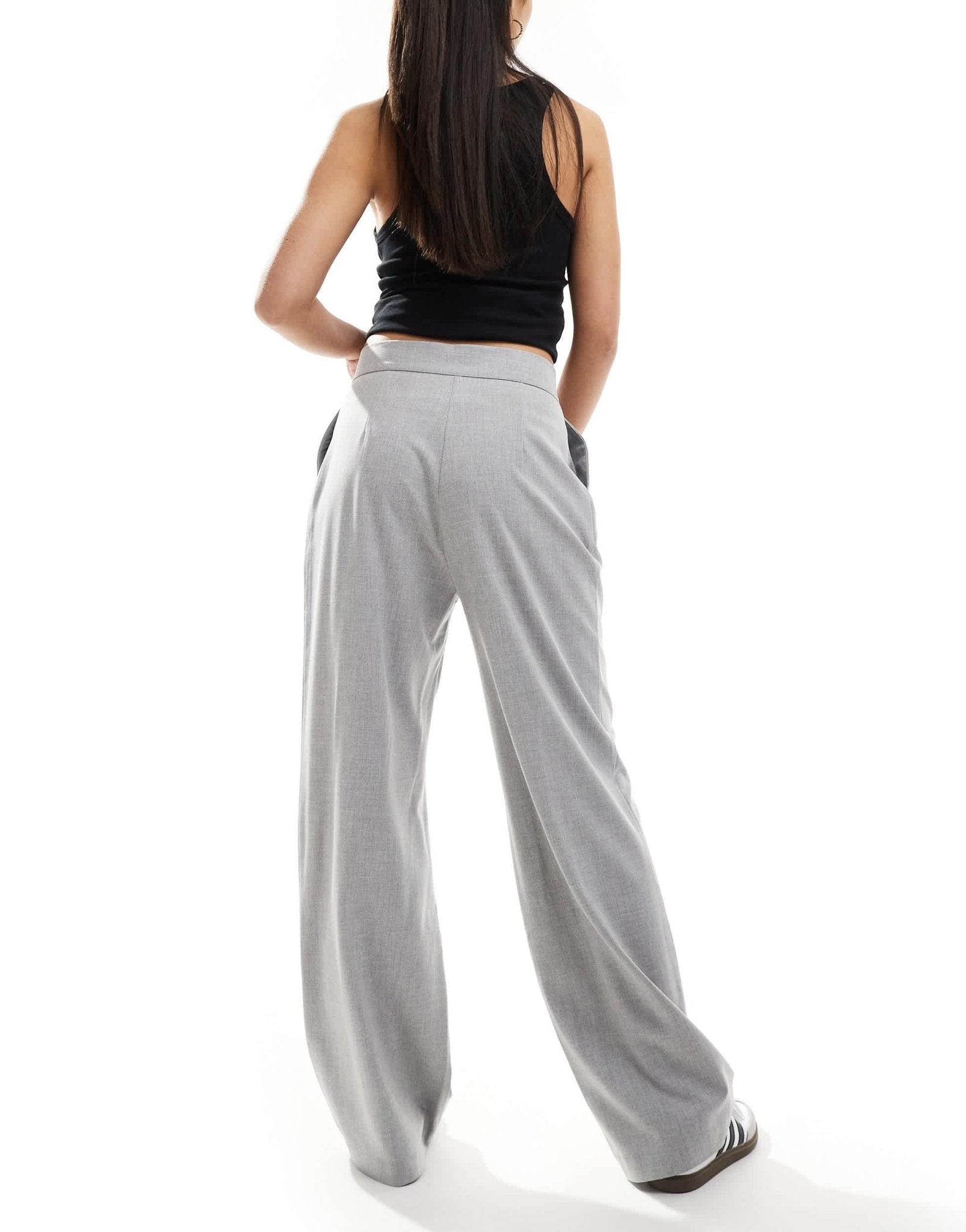 Pimkie tailored adjustable waist straight leg trouser in light grey - ASOS Sample Sale EU Store