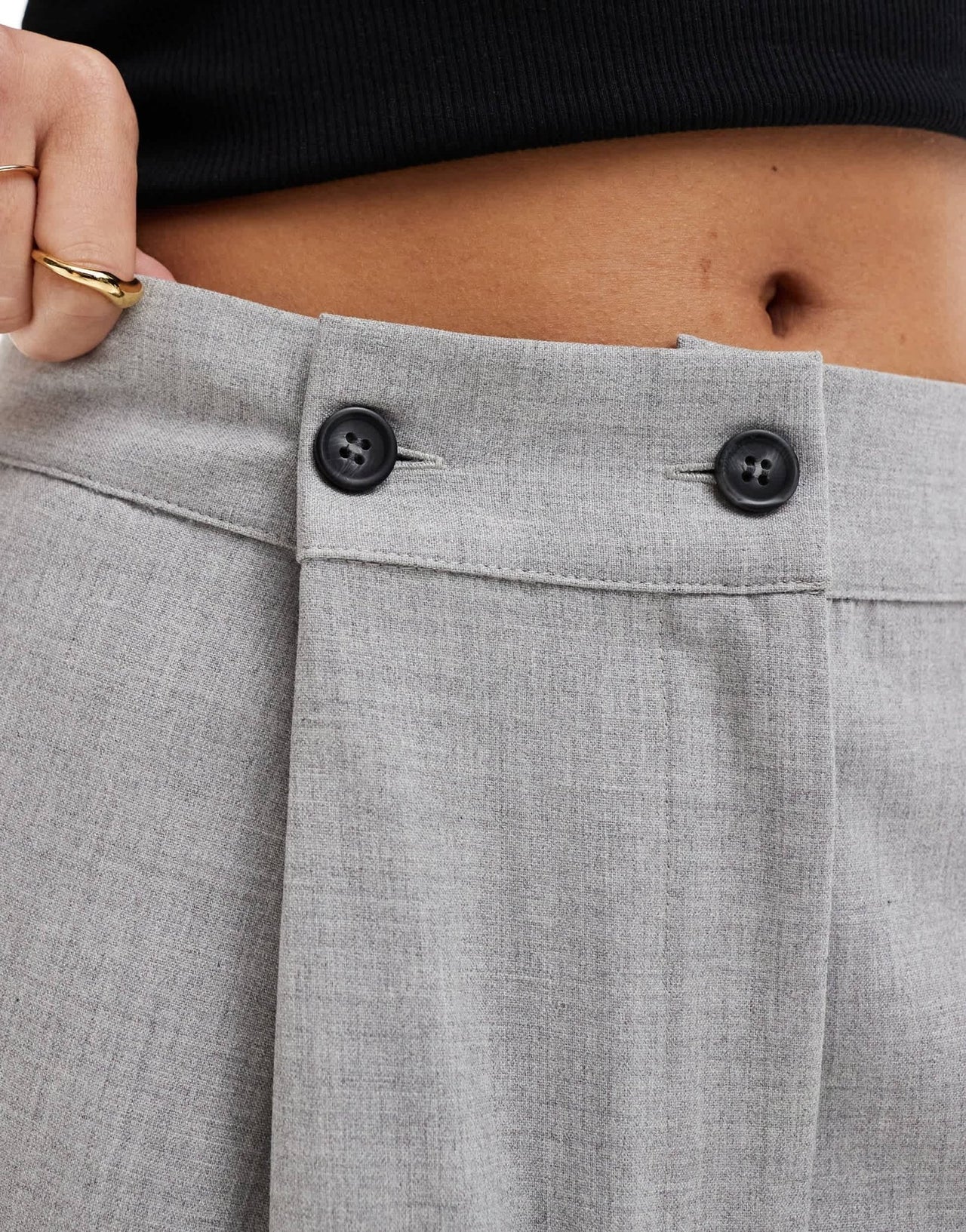 Pimkie tailored adjustable waist straight leg trouser in light grey - ASOS Sample Sale EU Store