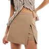 Pimkie tailored mini side split skort in camel