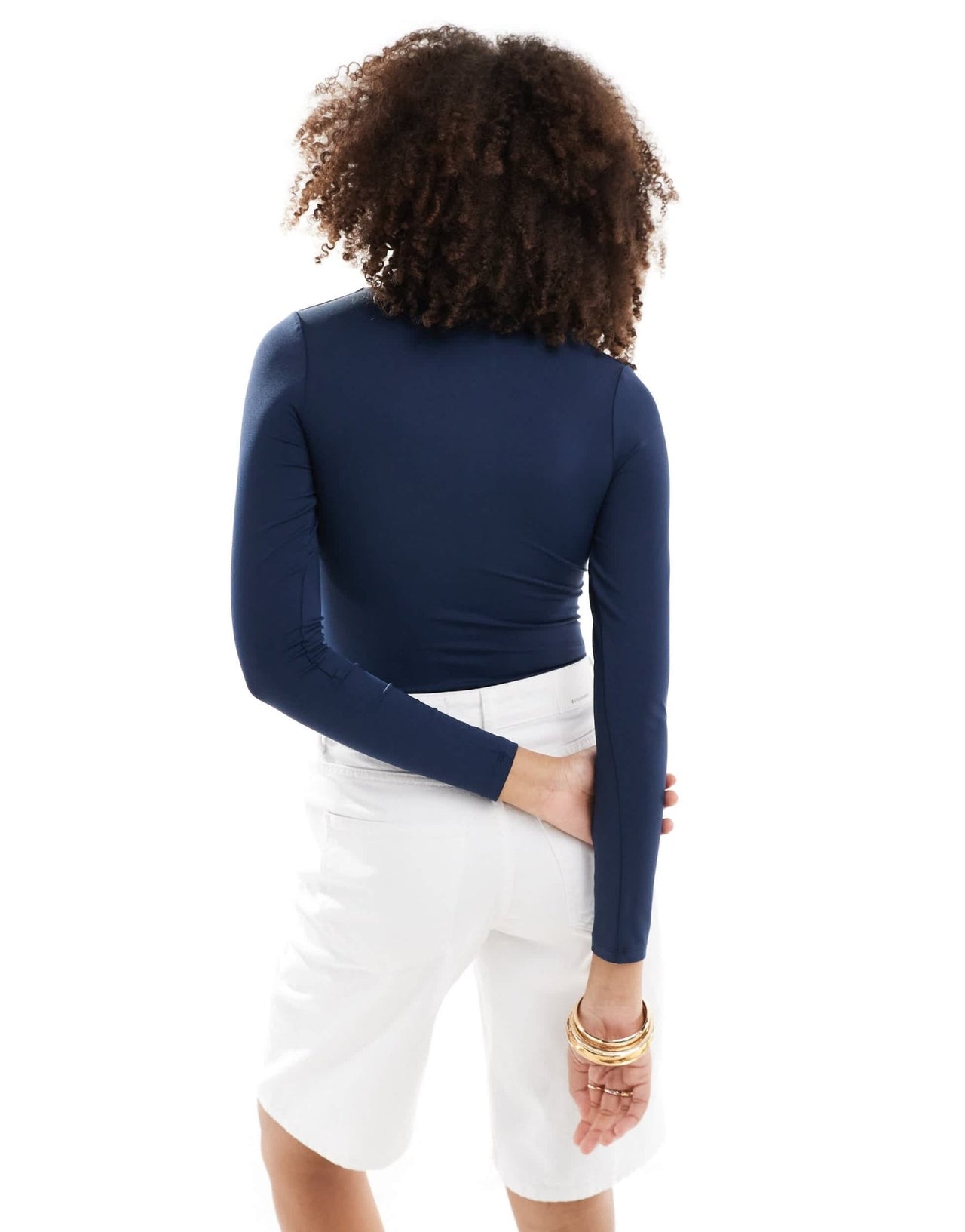 Pimkie v neck long sleeve body in dark blue - ASOS Sample Sale EU Store