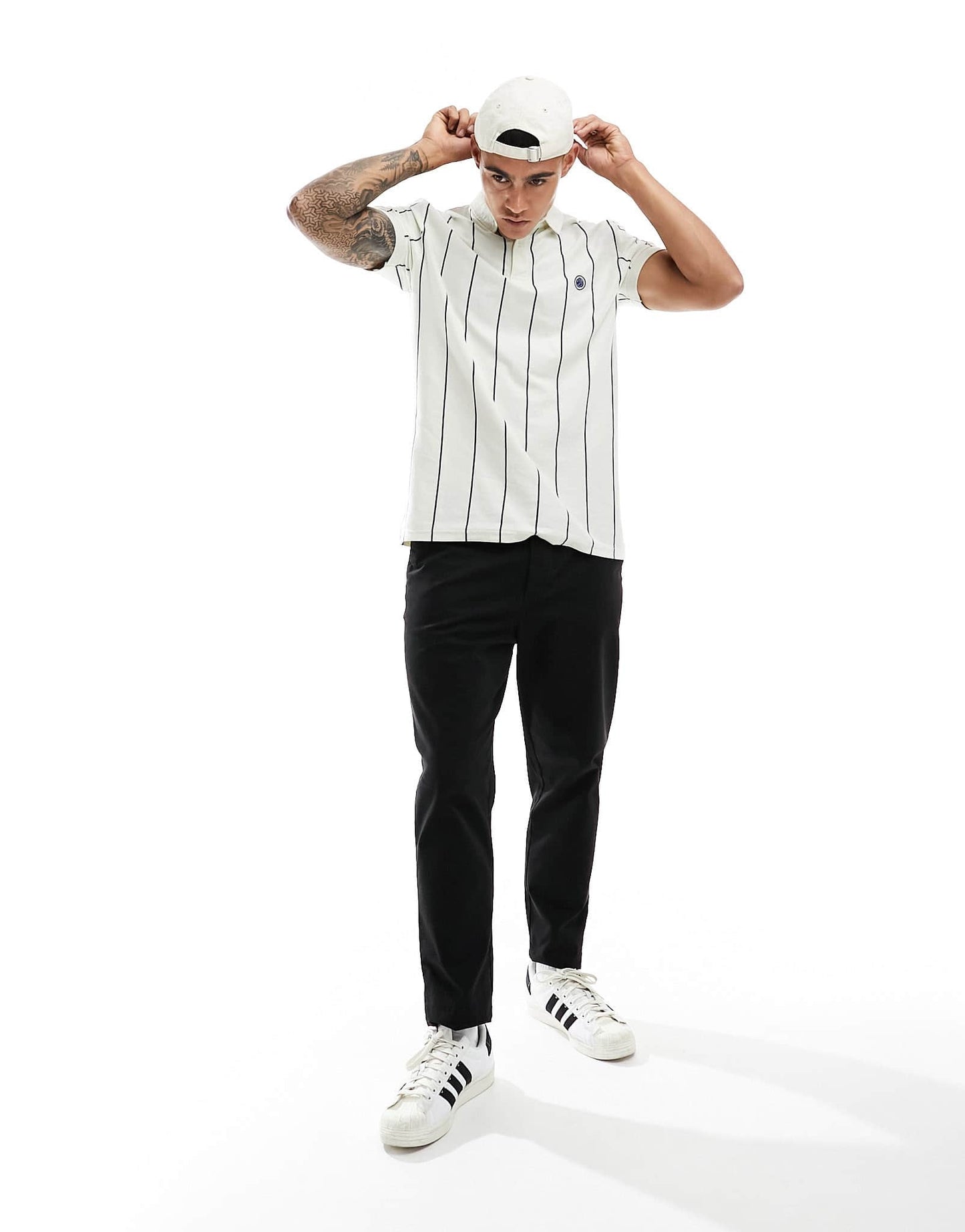 Pretty Green vega pinstripe polo shirt in beige - ASOS Sample Sale EU Store
