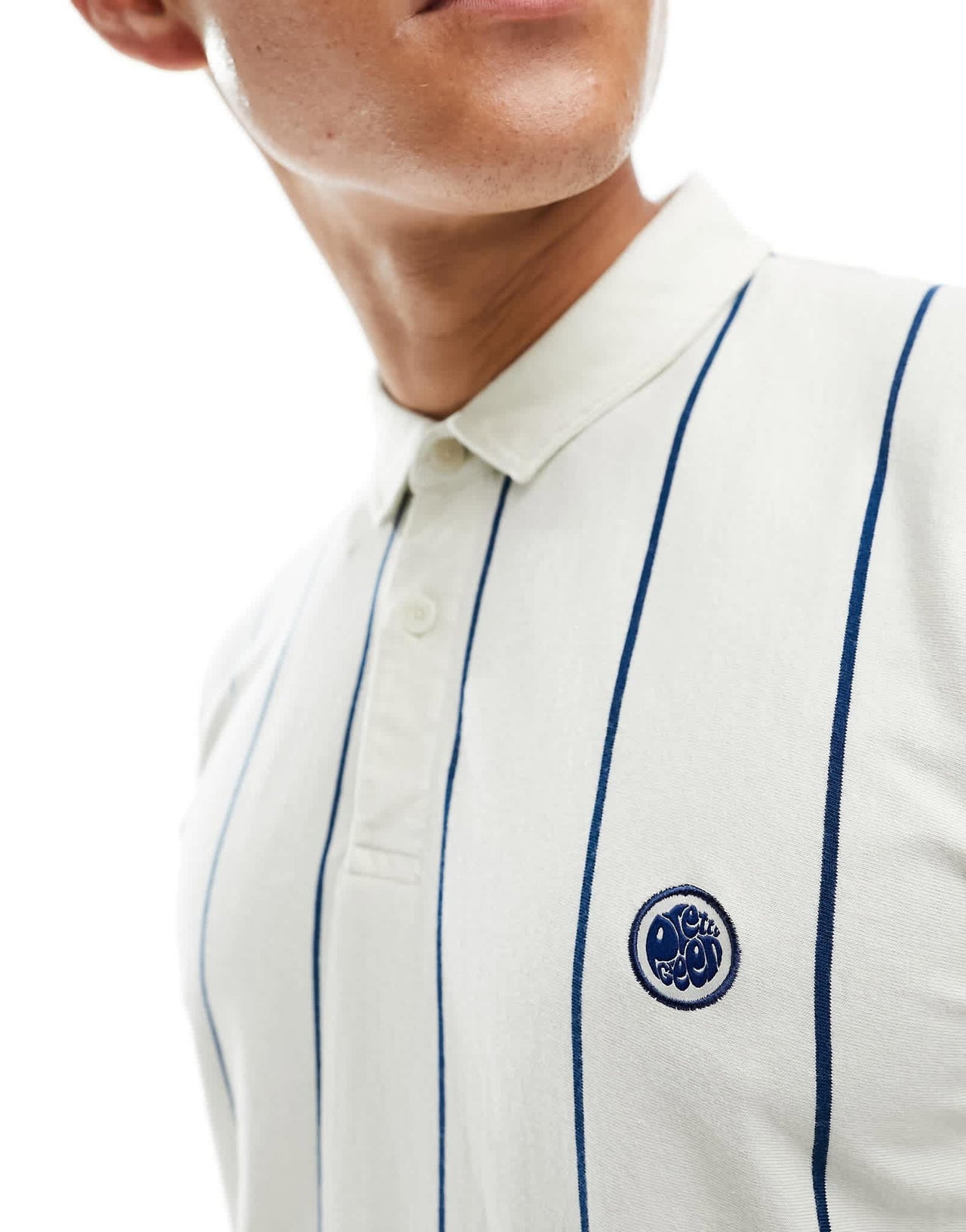 Pretty Green vega pinstripe polo shirt in beige - ASOS Sample Sale EU Store