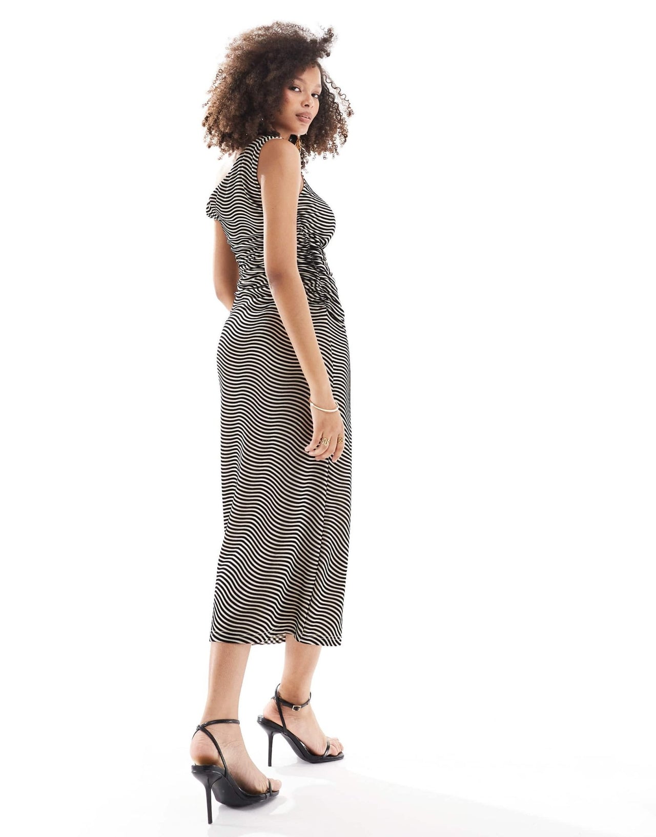 Pretty Lavish asymmetric knot maxi dress in black and cream - ASOS Sample Sale EU Store