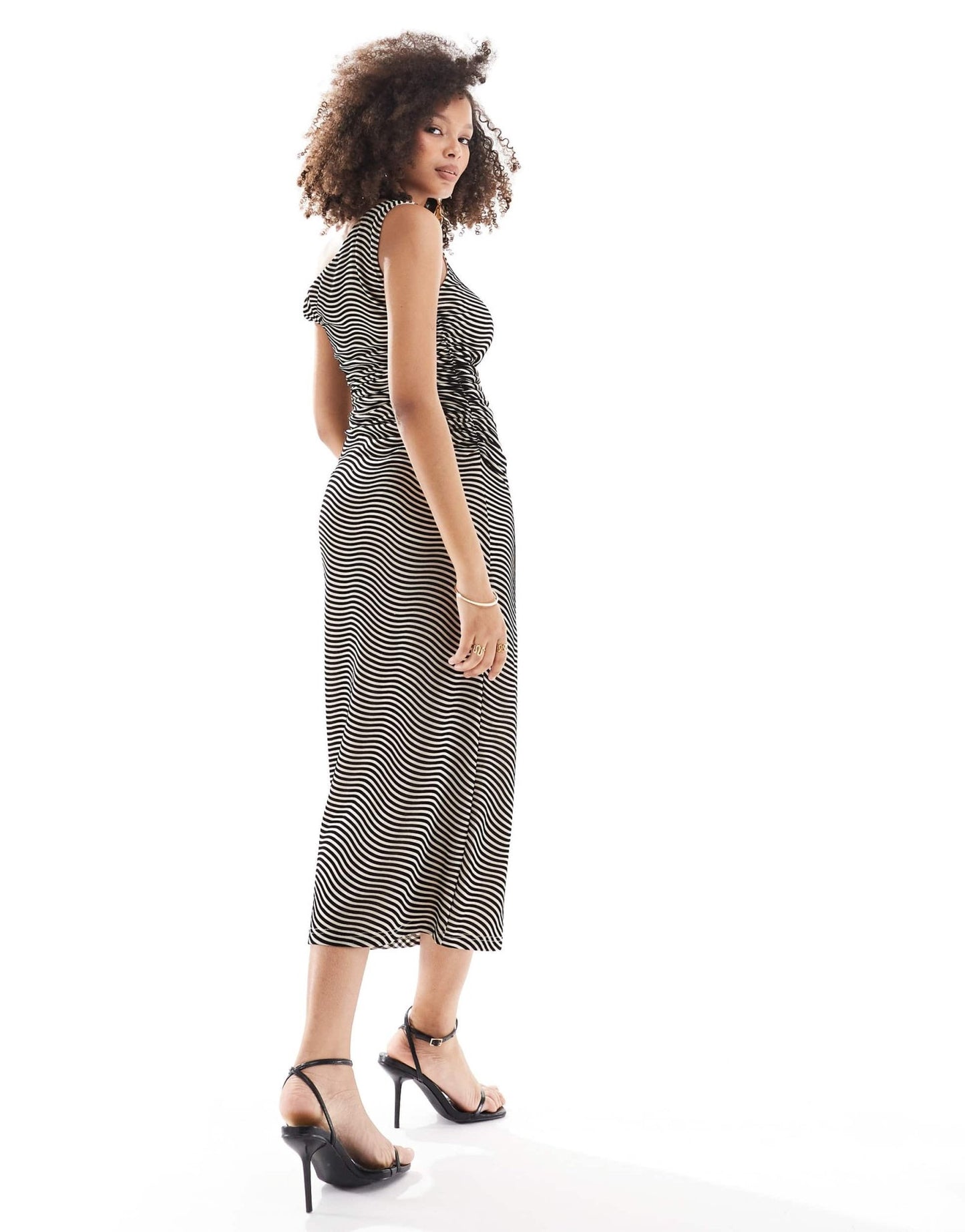 Pretty Lavish asymmetric knot maxi dress in black and cream - ASOS Sample Sale EU Store