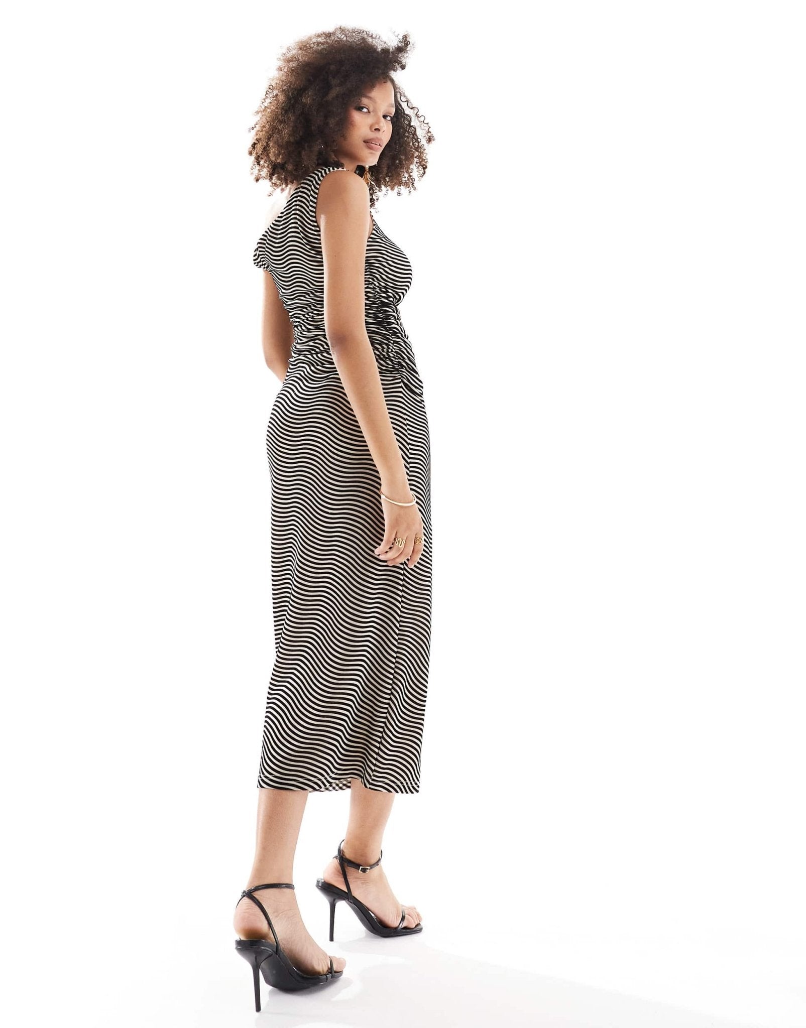 Pretty Lavish asymmetric knot maxi dress in black and cream - ASOS Sample Sale EU Store