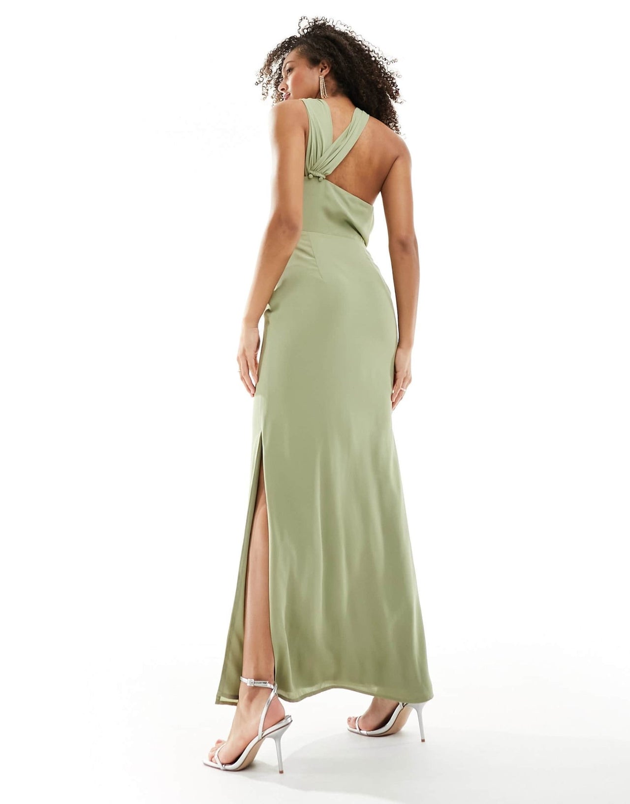 Pretty Lavish Bridesmaid drape neck maxi dress in olive - ASOS Sample Sale EU Store