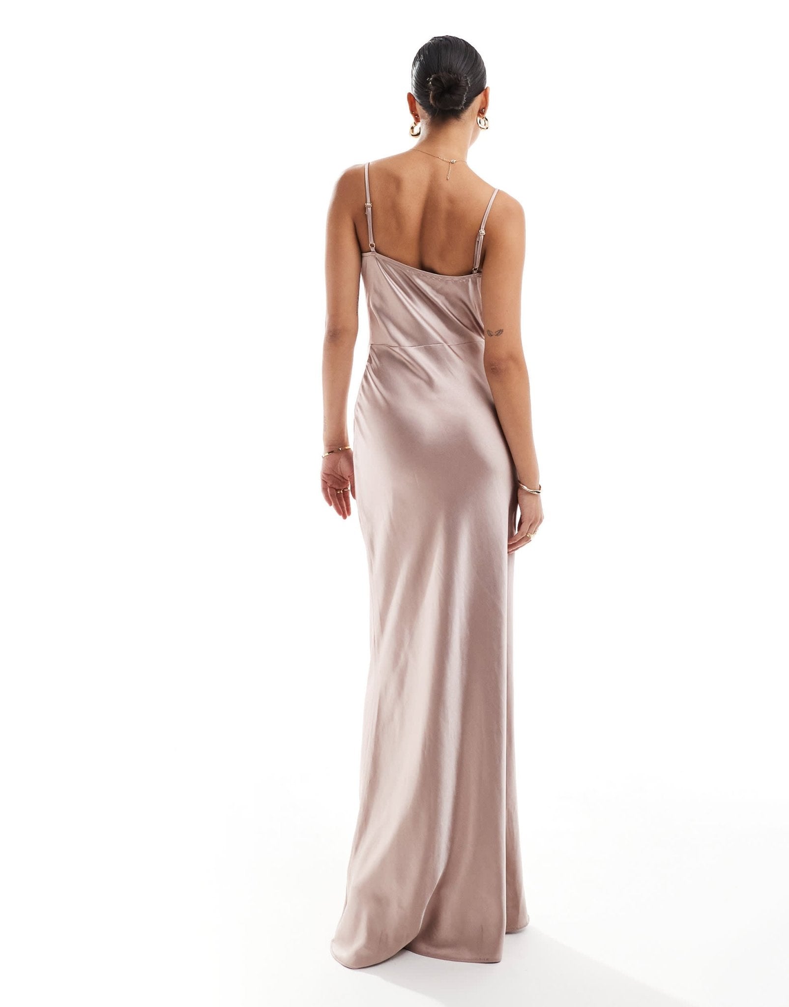 Pretty Lavish Bridesmaid Keisha satin cowl neck maxi dress in amethyst - ASOS Sample Sale EU Store