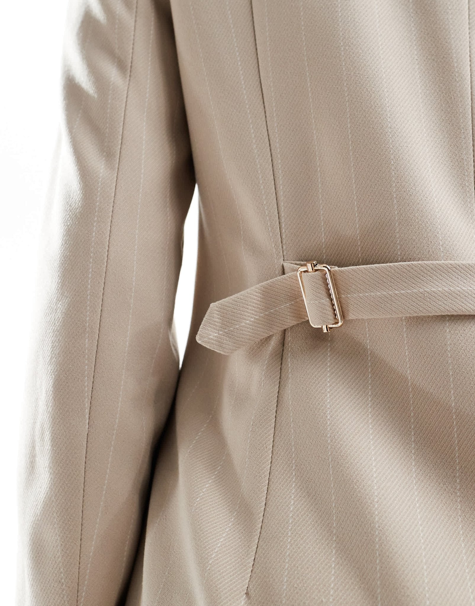 Pretty Lavish cinched waist blazer co - ord in beige pinstripe - ASOS Sample Sale EU Store
