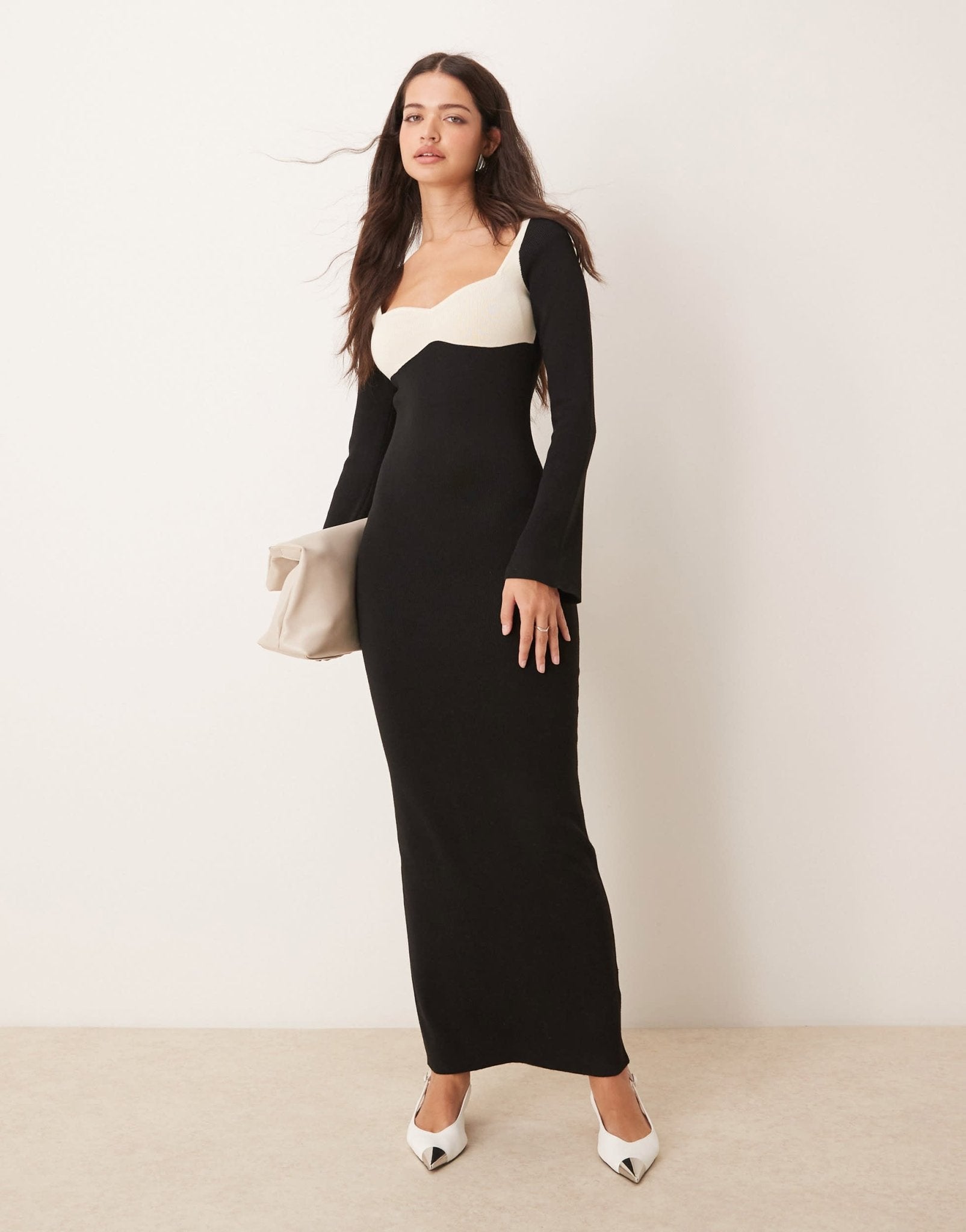 Pretty Lavish contrast knit maxi dress in black - ASOS Sample Sale EU Store
