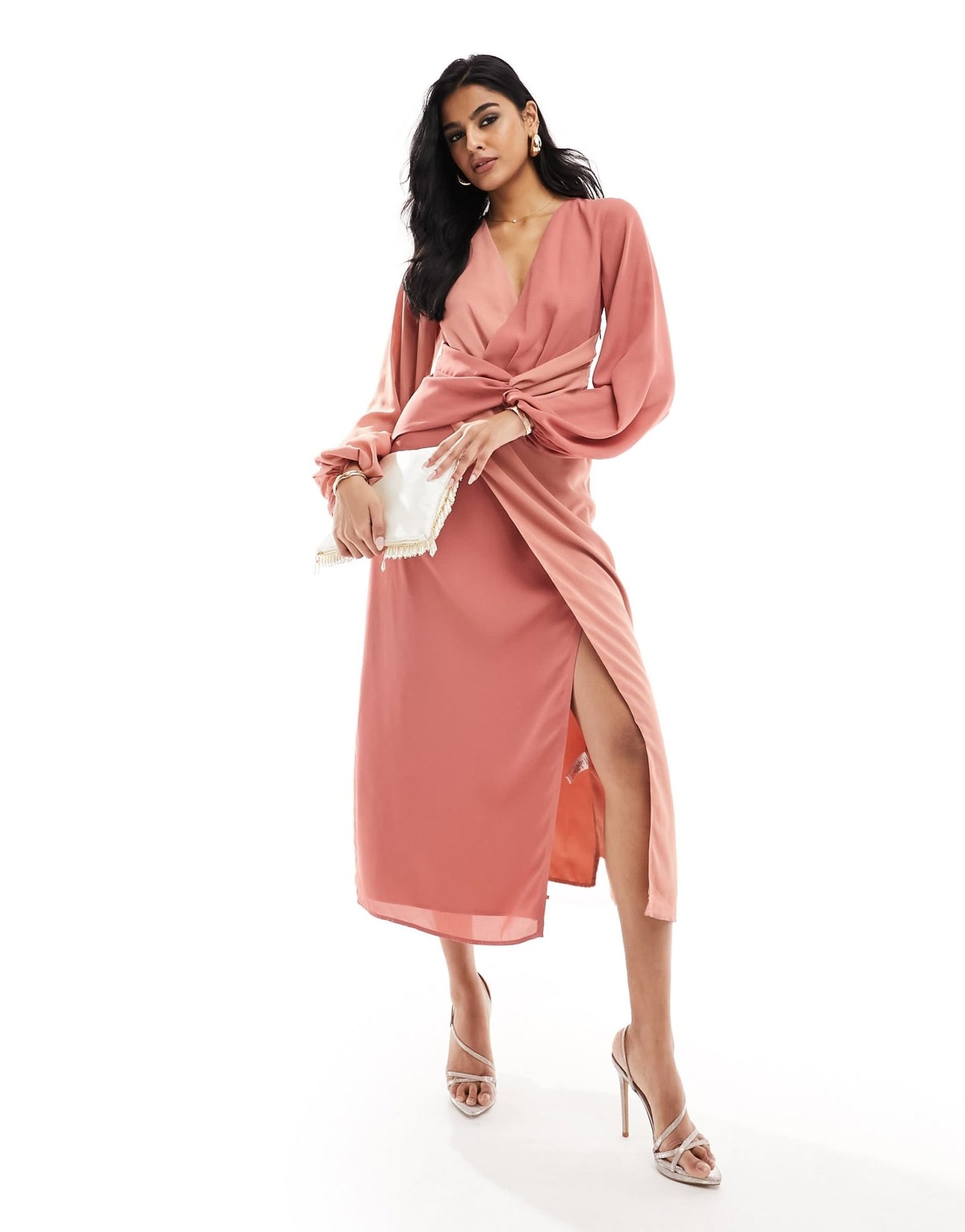 Pretty Lavish contrast knot front midaxi dress in terracotta - ASOS Sample Sale EU Store