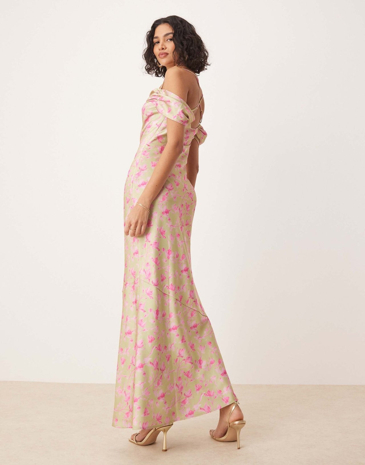 Pretty Lavish cowl neck slip maxi dress in olive and fuchsia floral - ASOS Sample Sale EU Store