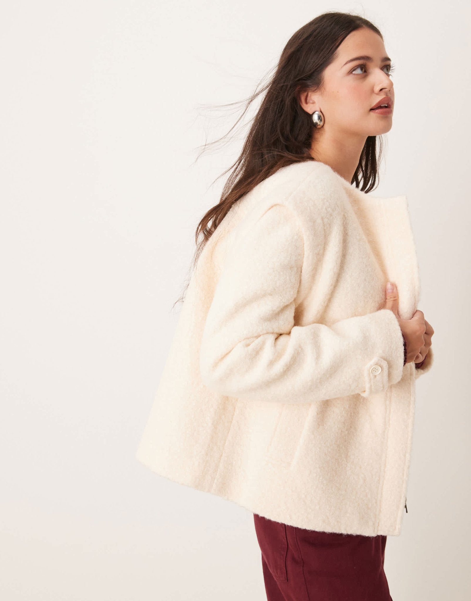 Pretty Lavish cropped boucle jacket in cream - ASOS Sample Sale EU Store