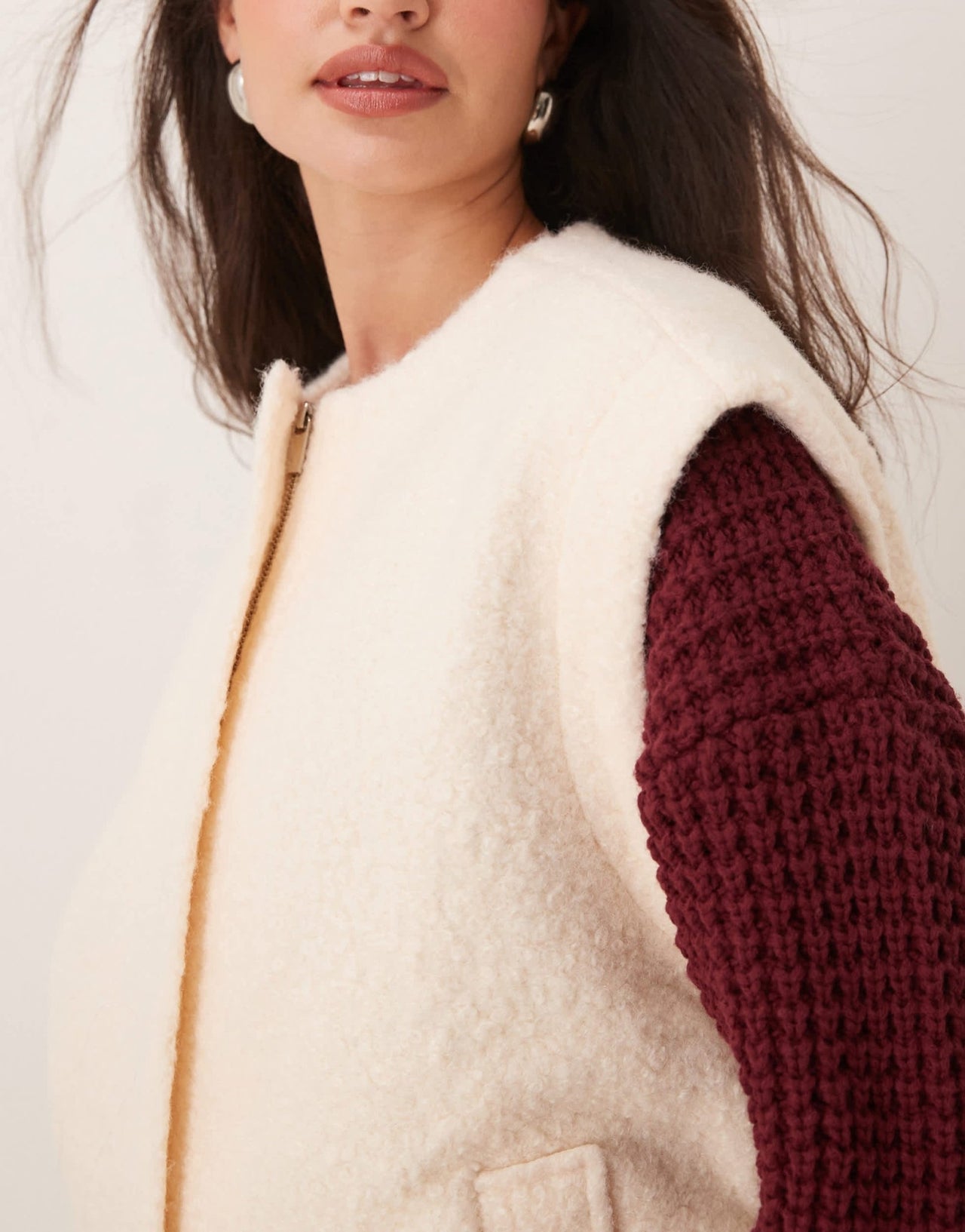 Pretty Lavish cropped boucle jacket in cream - ASOS Sample Sale EU Store