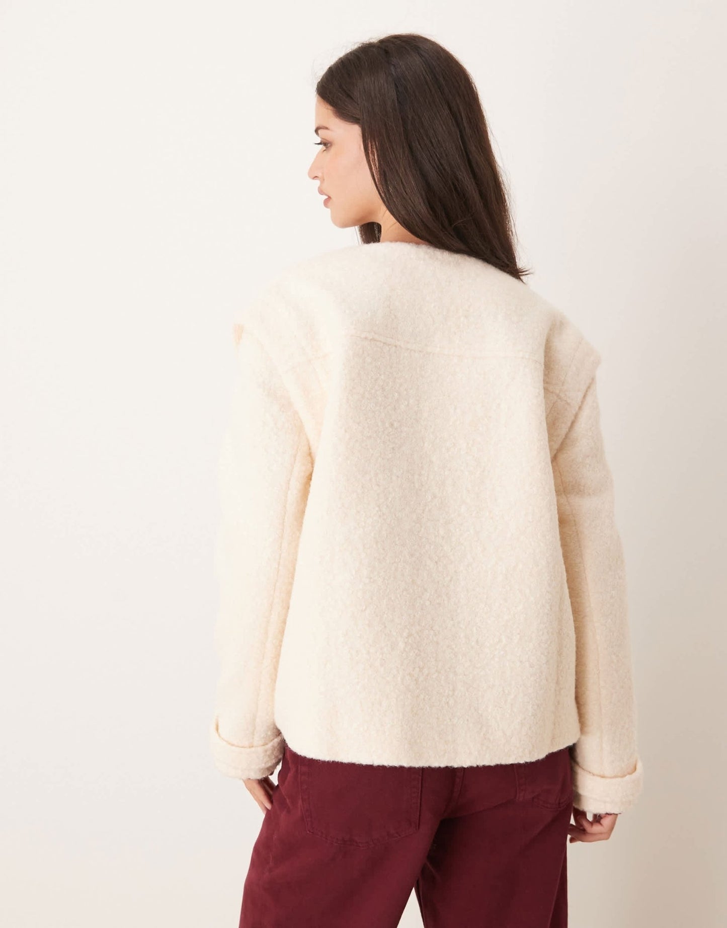 Pretty Lavish cropped boucle jacket in cream - ASOS Sample Sale EU Store