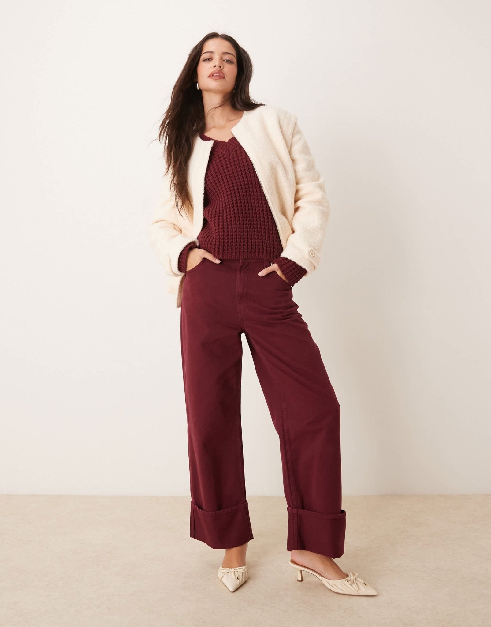 Pretty Lavish cropped boucle jacket in cream - ASOS Sample Sale EU Store