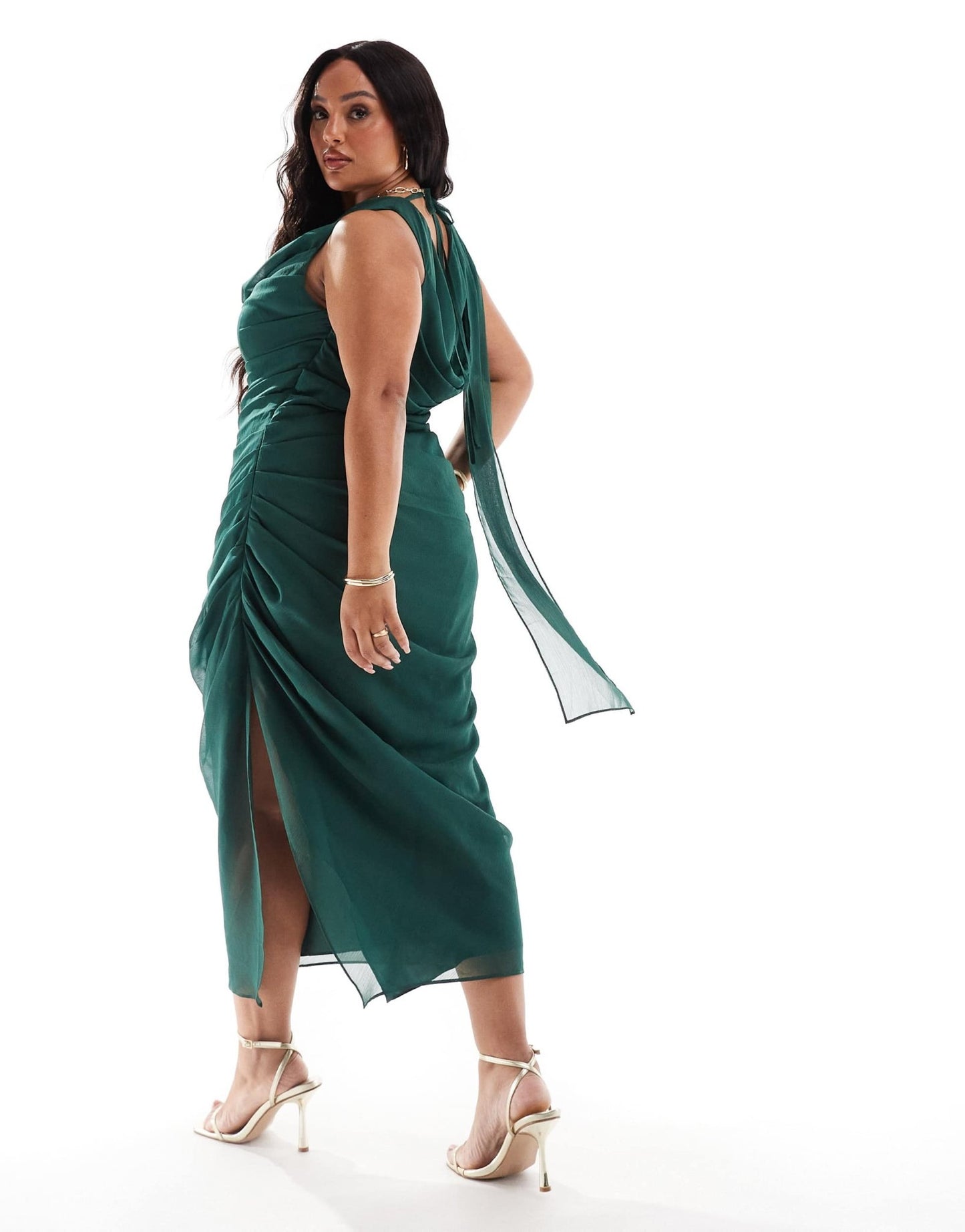 Pretty Lavish Curve extreme cowl midaxi dress in emerald green - ASOS Sample Sale EU Store