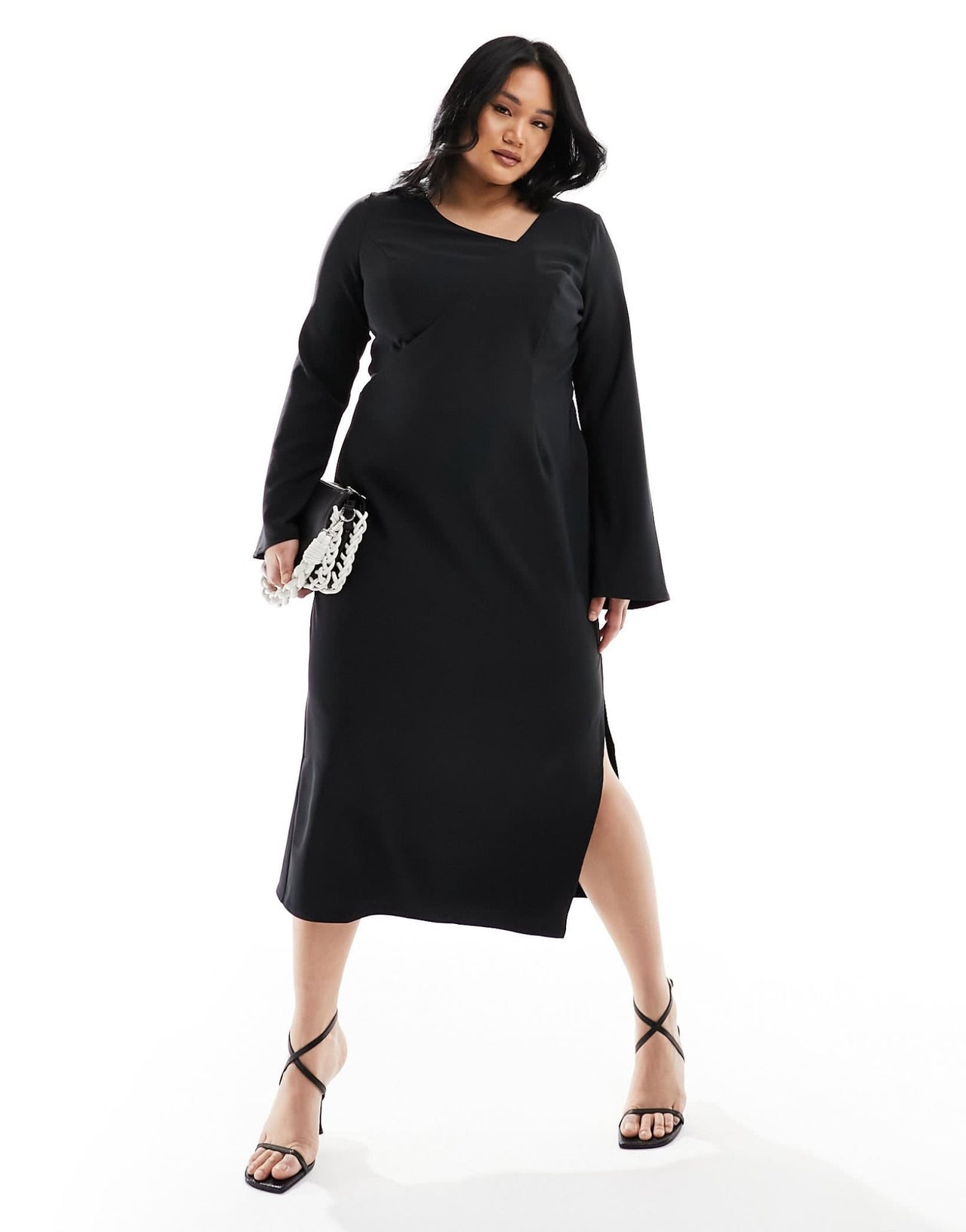 Pretty Lavish Curve long sleeve midaxi dress in black - ASOS Sample Sale EU Store