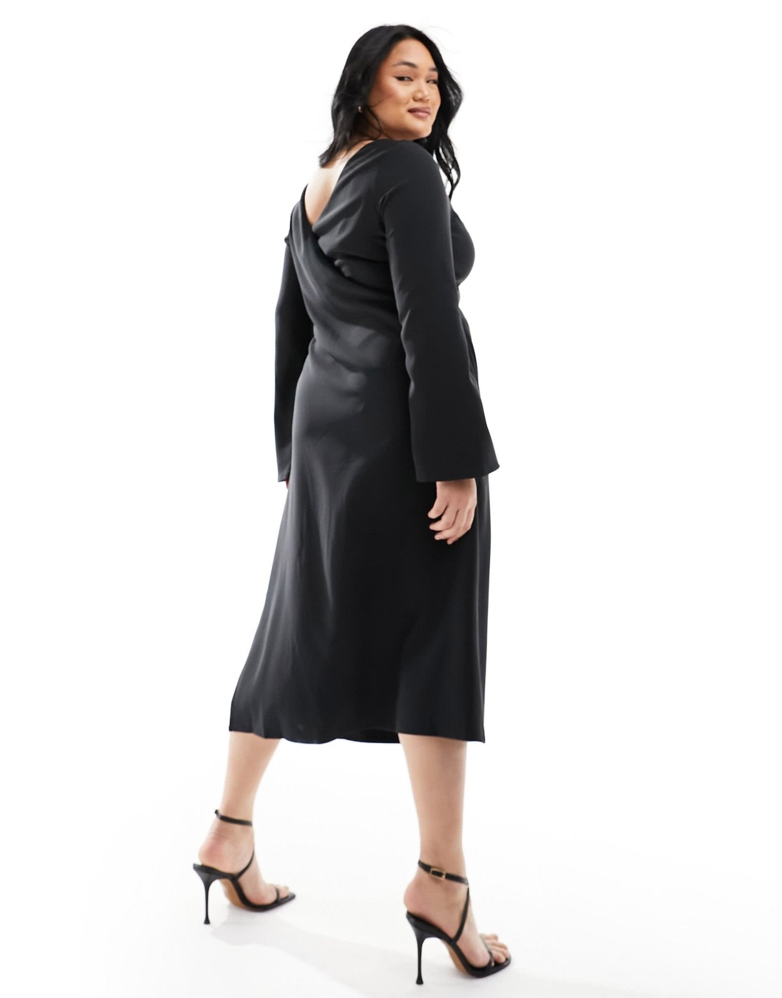 Pretty Lavish Curve long sleeve midaxi dress in black - ASOS Sample Sale EU Store