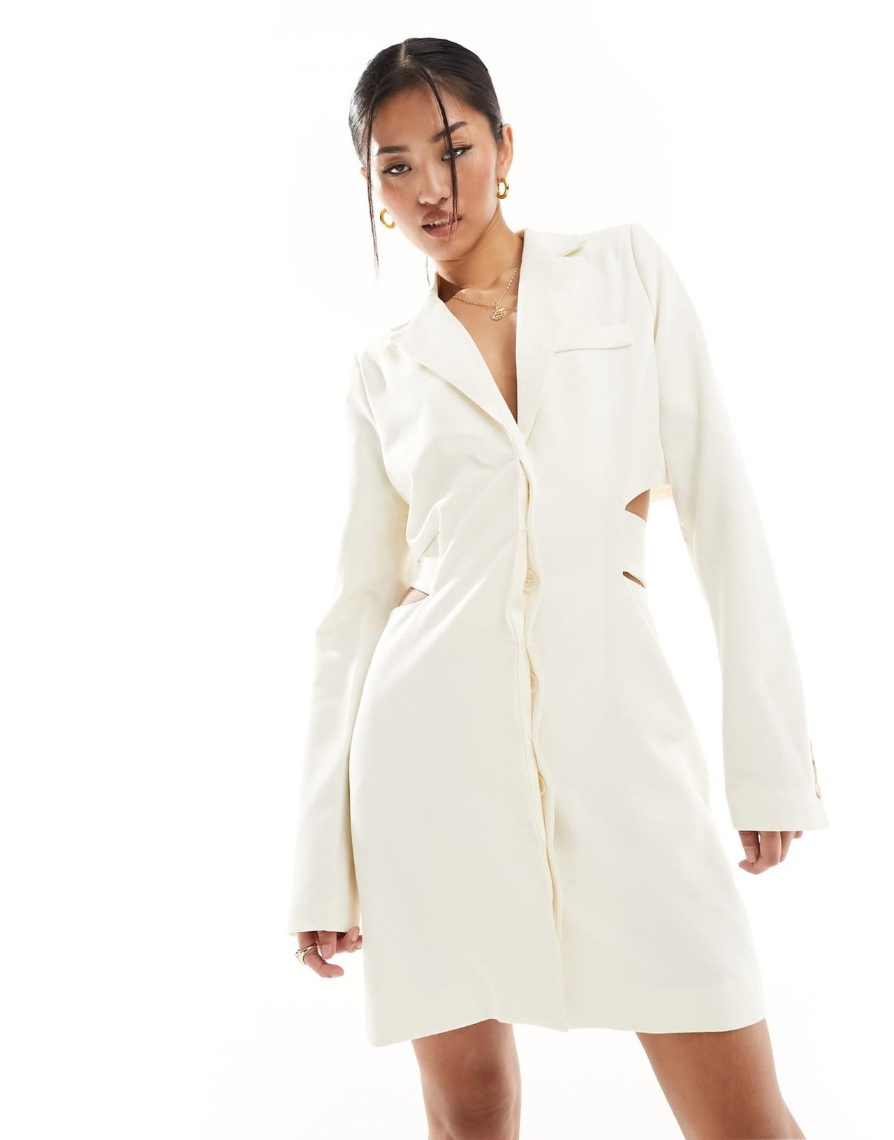 Pretty Lavish cut - out blazer mini dress in cream - ASOS Sample Sale EU Store