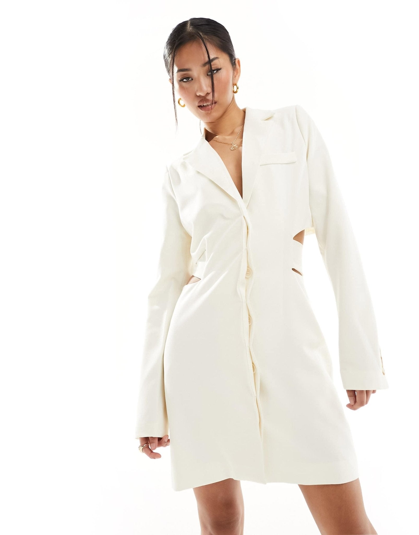 Pretty Lavish cut - out blazer mini dress in cream - ASOS Sample Sale EU Store