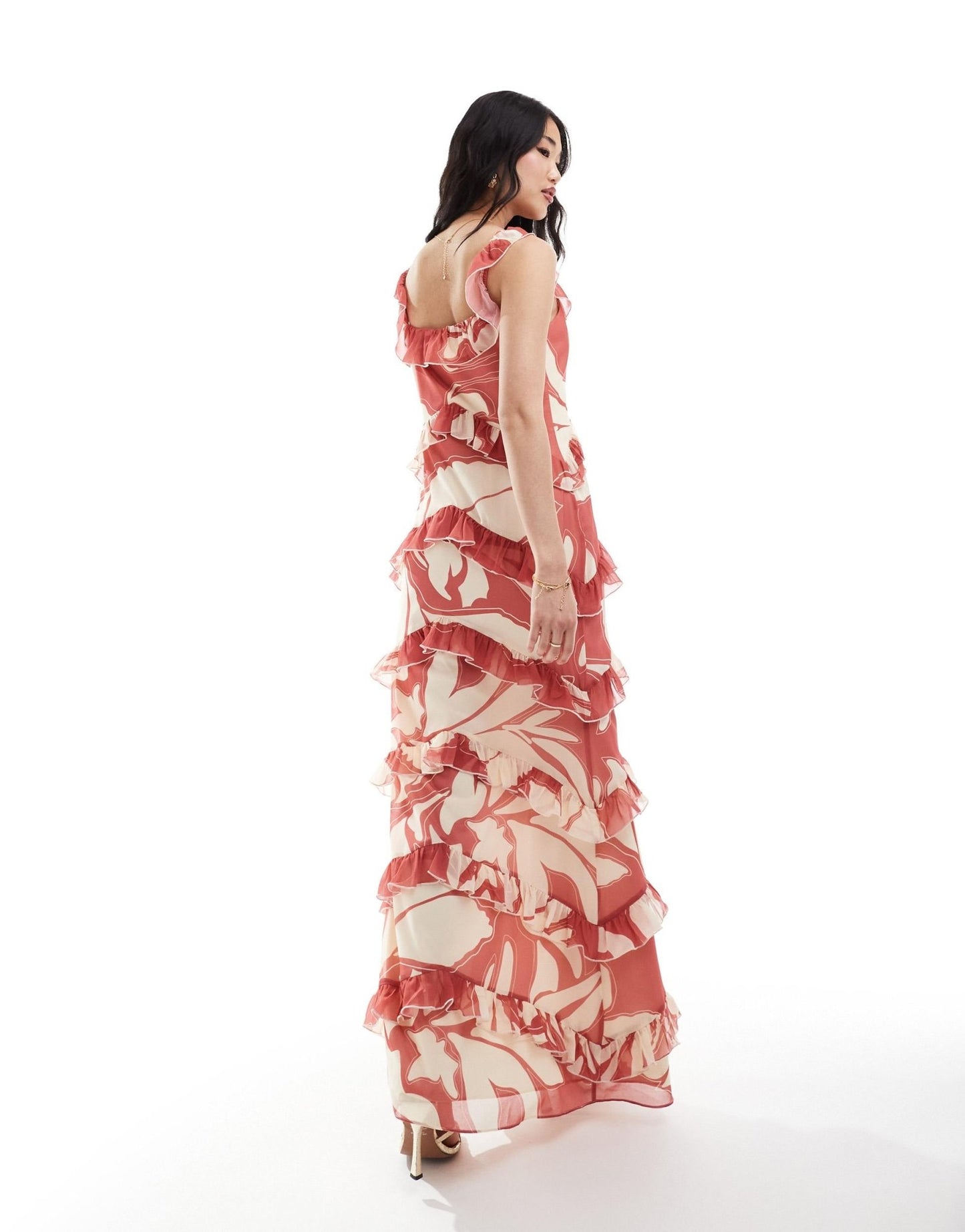 Pretty Lavish exclusive to ASOS Cecile ruffle maxi dress in terracotta floral - ASOS Sample Sale EU Store