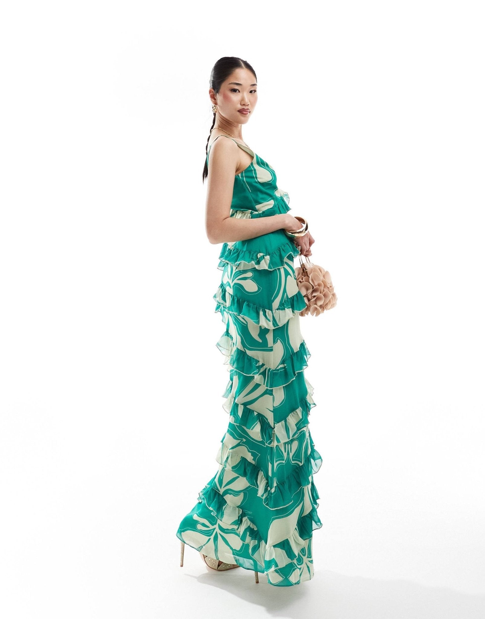 Pretty Lavish exclusive to ASOS Piper ruffle maxi dress in bright jade green floral - ASOS Sample Sale EU Store