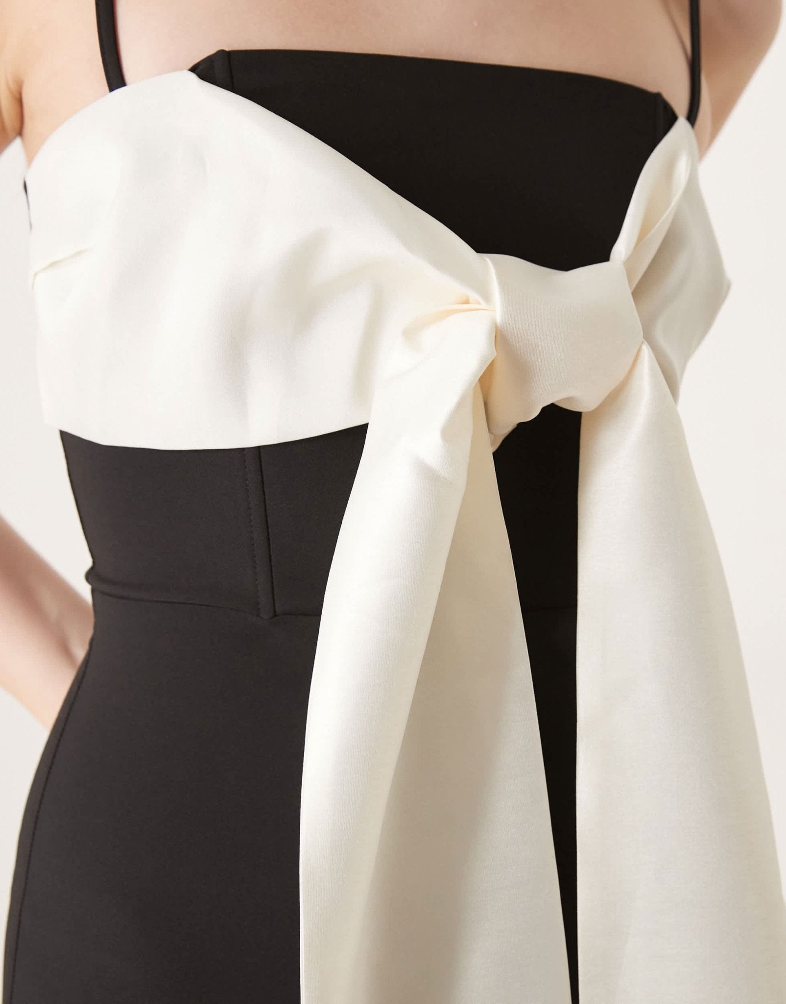 Pretty Lavish extreme contrast bow midaxi dress in black and cream - ASOS Sample Sale EU Store