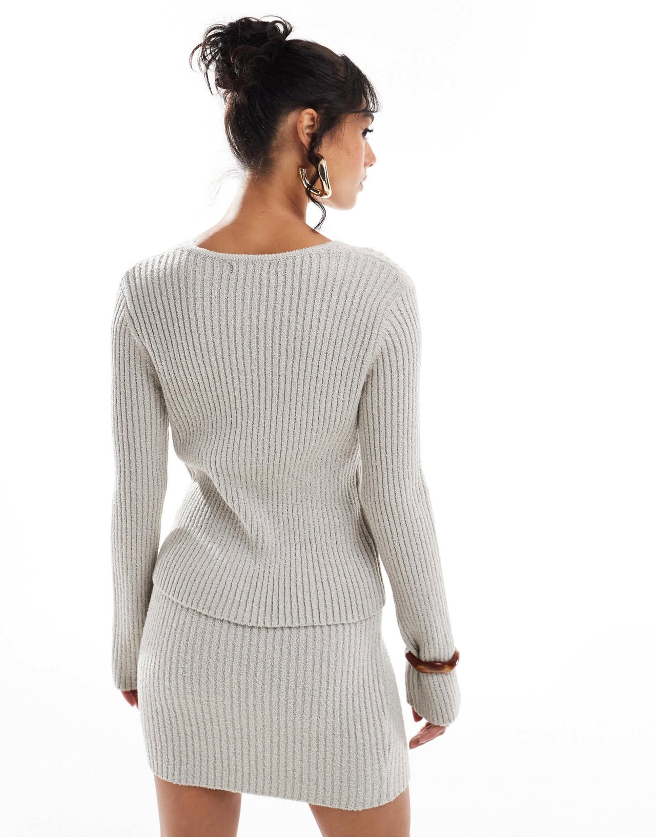 Pretty Lavish fine tape knit cardigan co - ord in taupe - ASOS Sample Sale EU Store