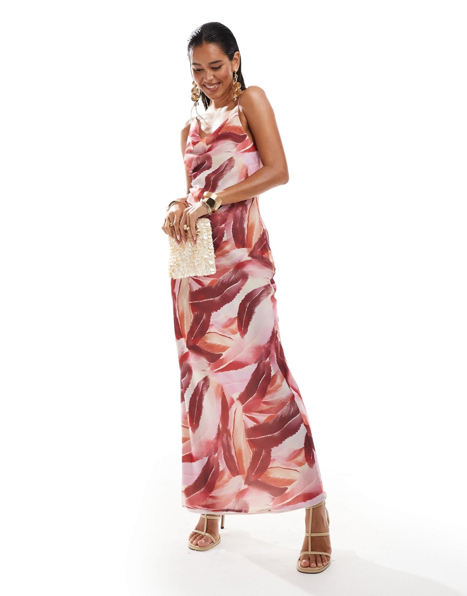 Pretty Lavish Keisha cowl neck maxi dress in feather print - ASOS Sample Sale EU Store