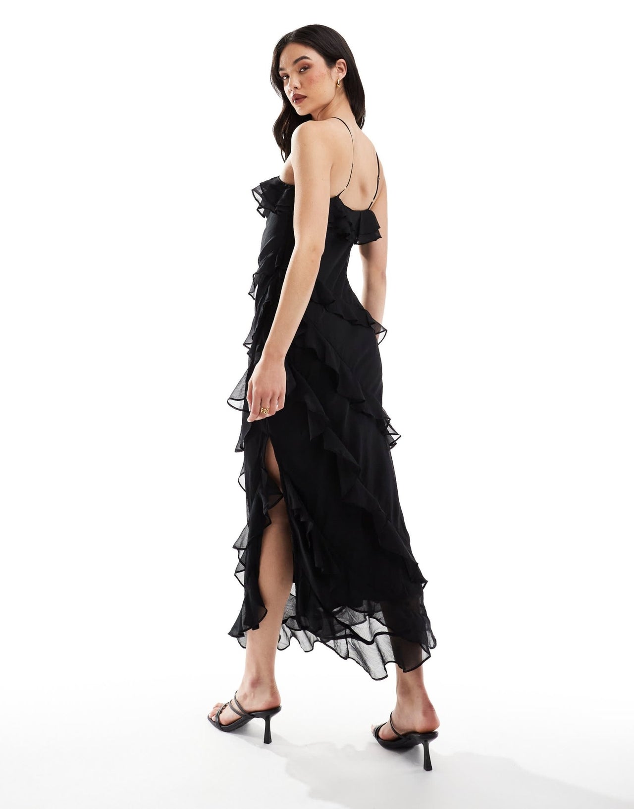 Pretty Lavish multiway cross over ruffle midaxi dress in black - ASOS Sample Sale EU Store