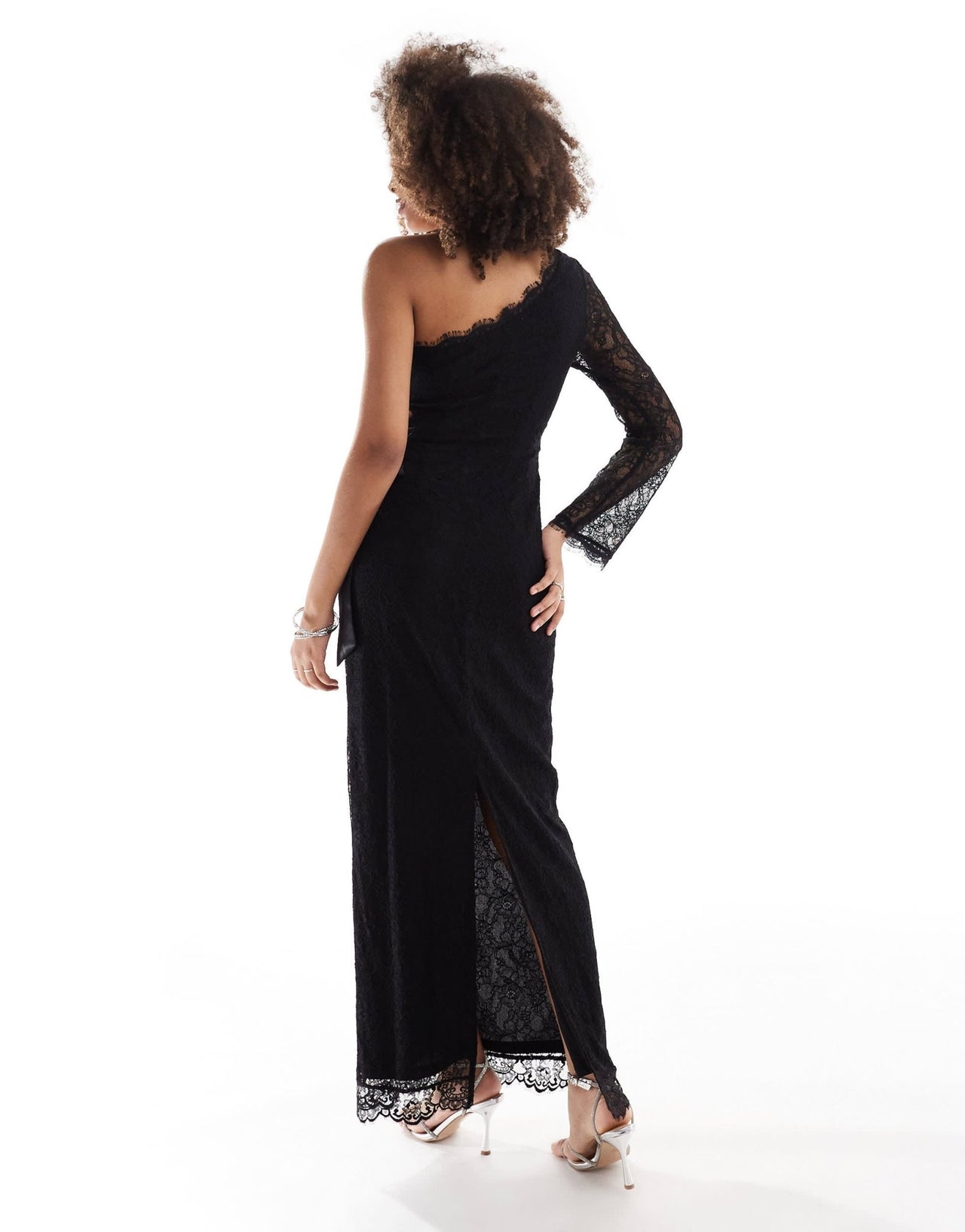 Pretty Lavish one shoulder lace maxi dress in black - ASOS Sample Sale EU Store