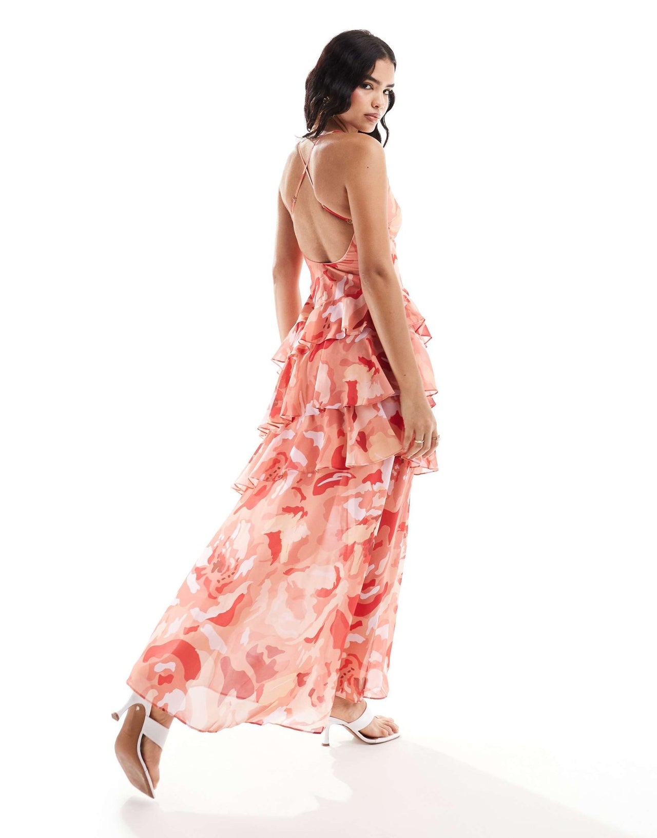 Pretty Lavish open back ruffle maxi dress in red and pink - ASOS Sample Sale EU Store