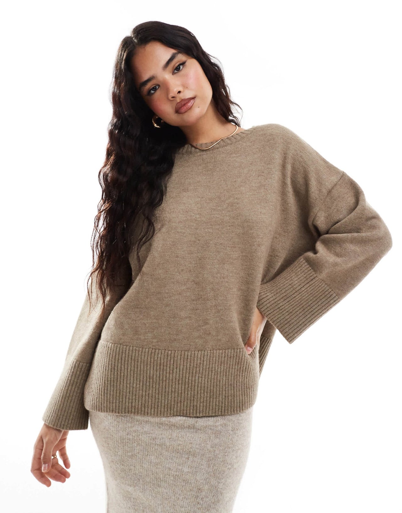 Pretty Lavish oversized knit jumper in mushroom - ASOS Sample Sale EU Store