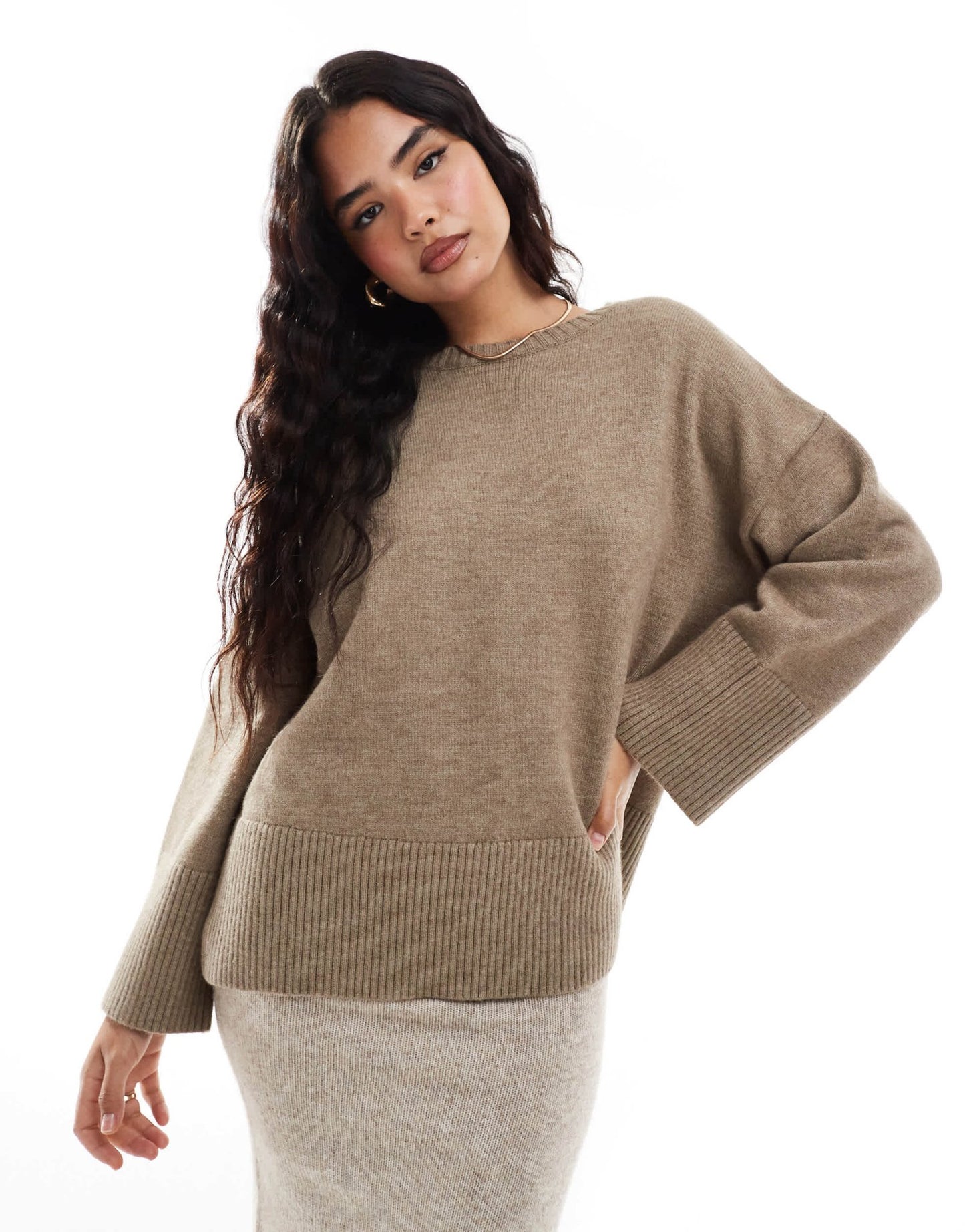 Pretty Lavish oversized knit jumper in mushroom - ASOS Sample Sale EU Store