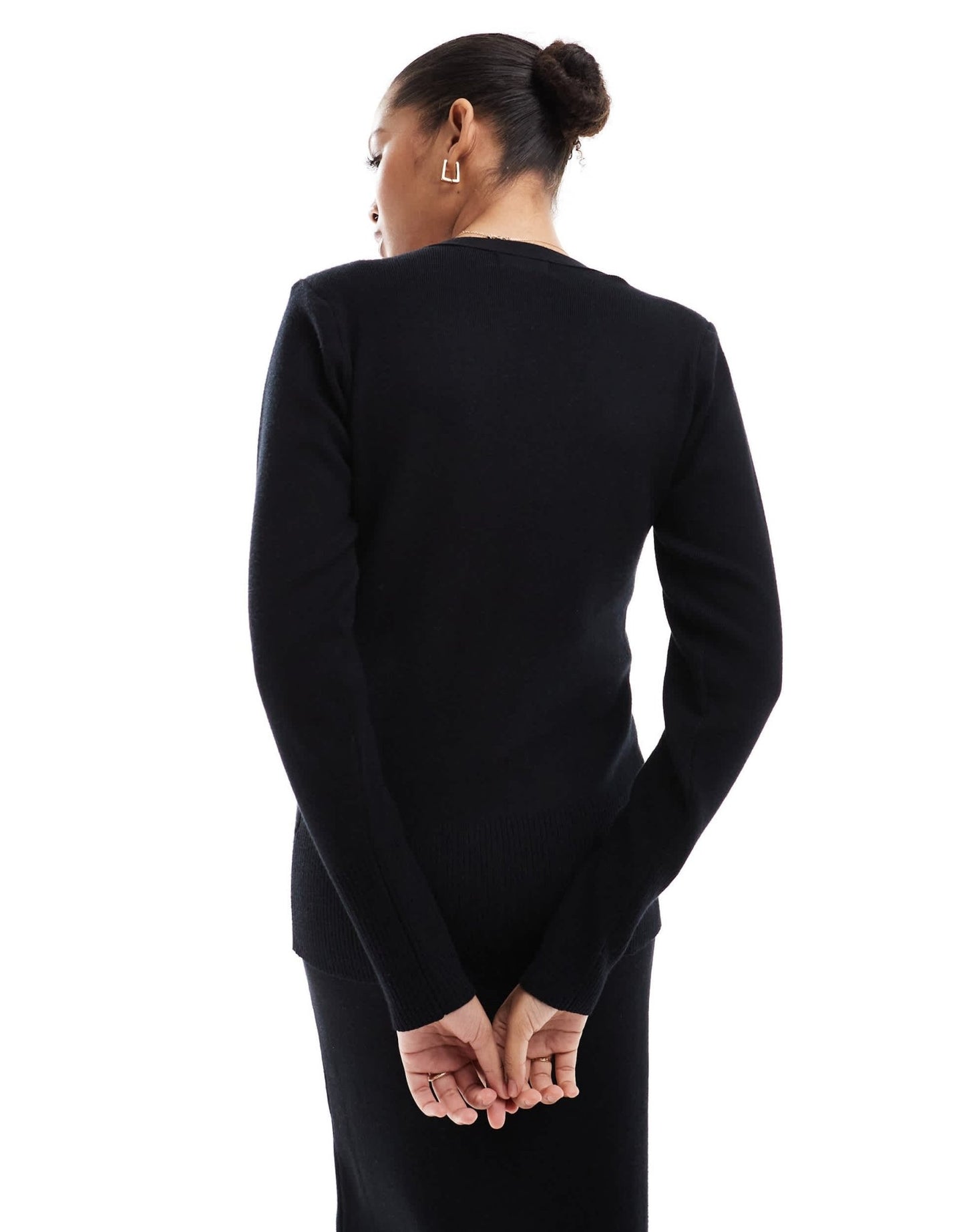 Pretty Lavish rib knit button cardigan co - ord in black - ASOS Sample Sale EU Store