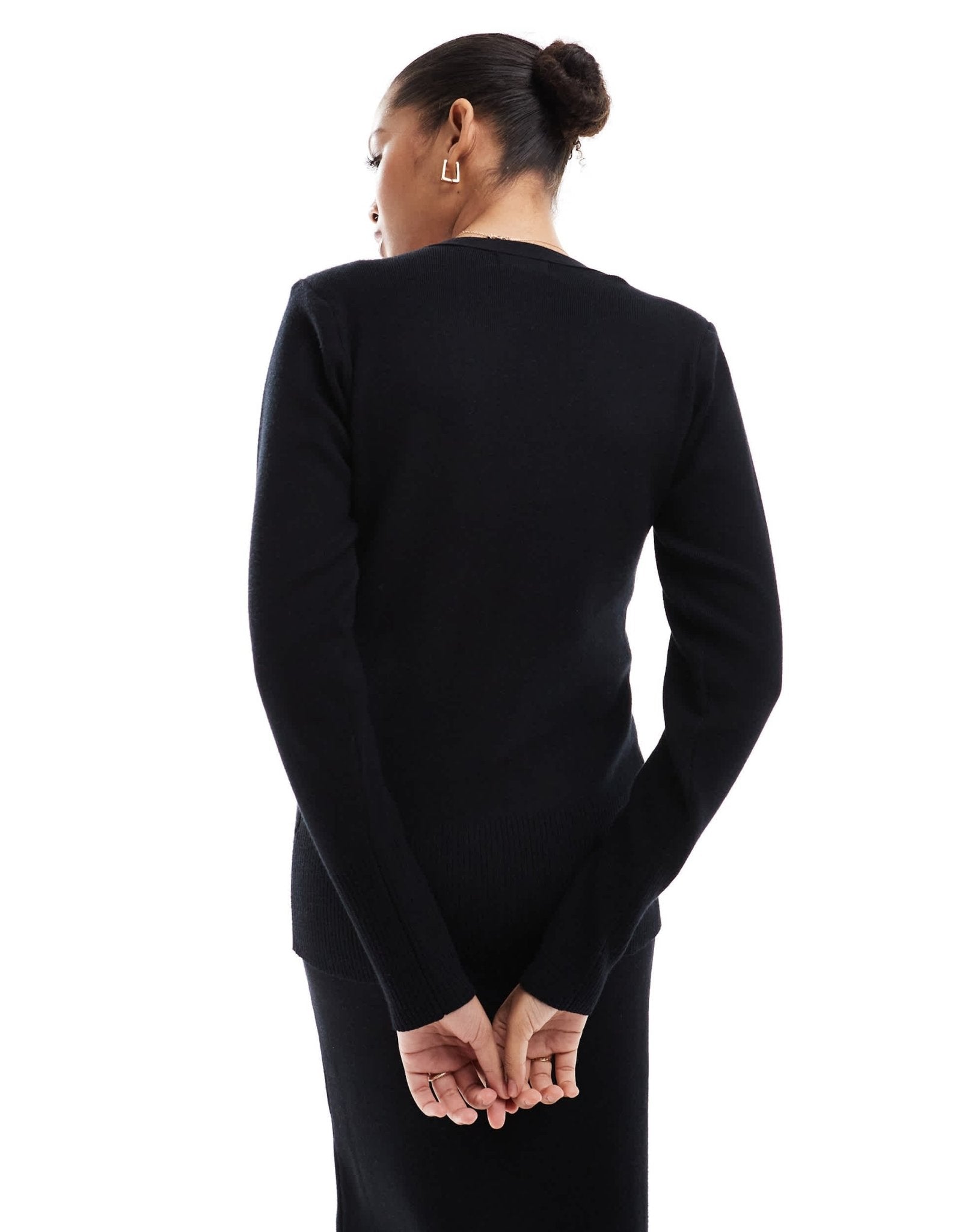 Pretty Lavish rib knit button cardigan co - ord in black - ASOS Sample Sale EU Store