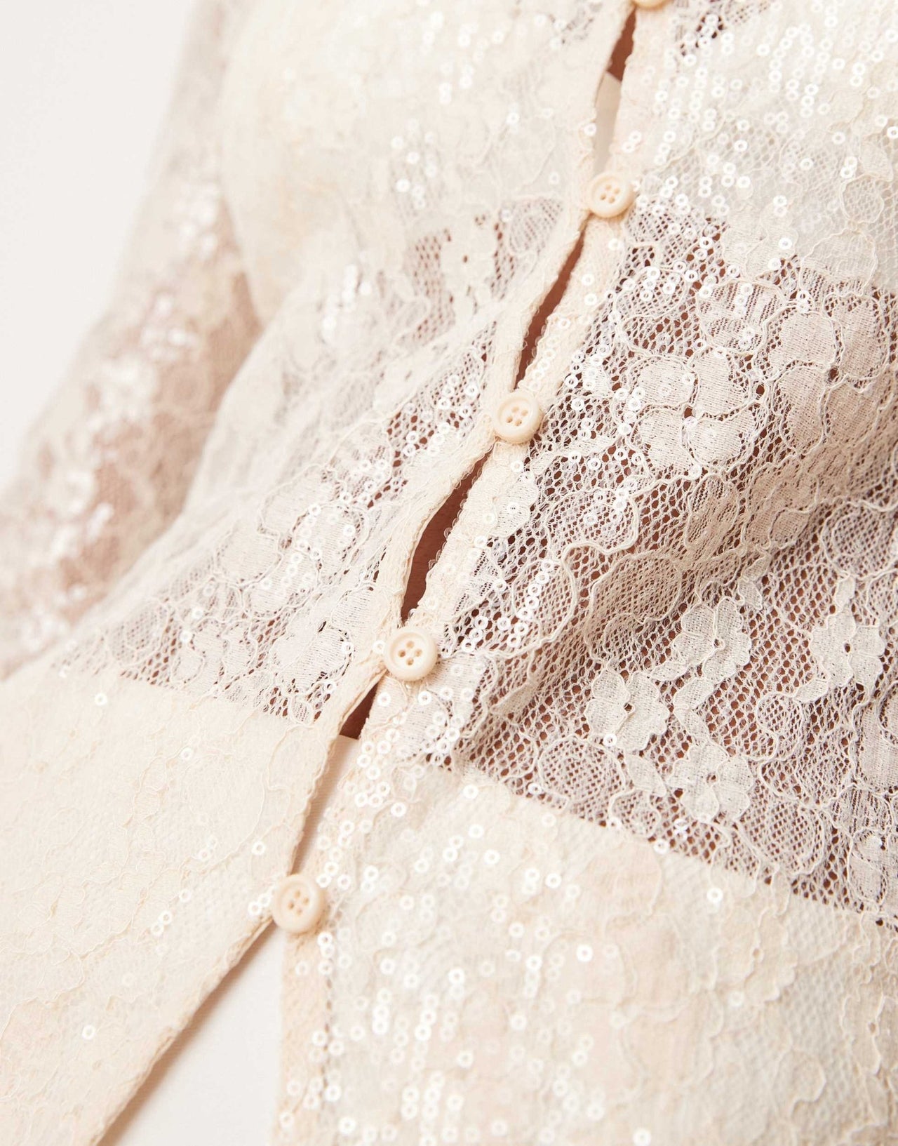Pretty Lavish sequin lace cardigan in oyster - ASOS Sample Sale EU Store