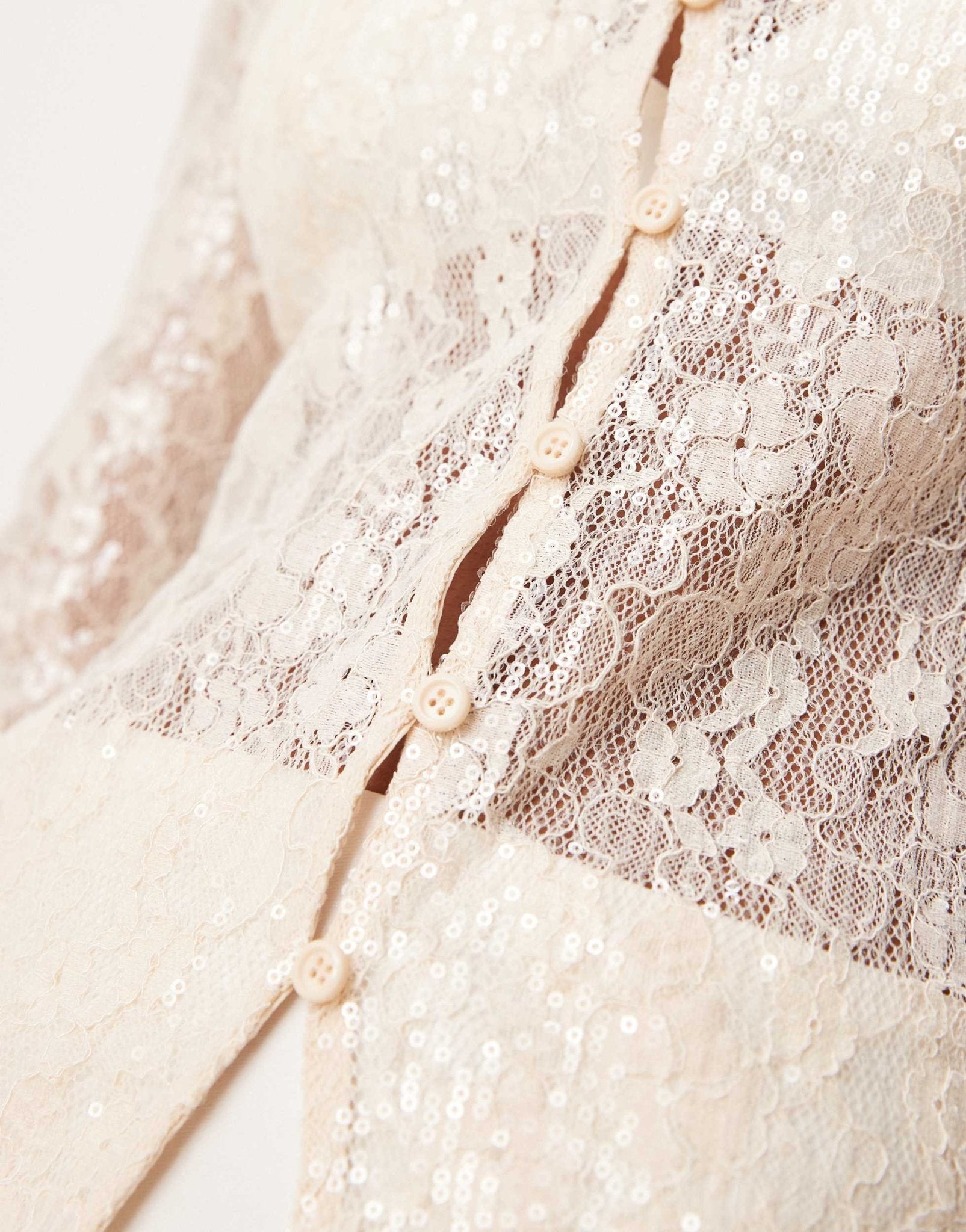 Pretty Lavish sequin lace cardigan in oyster - ASOS Sample Sale EU Store