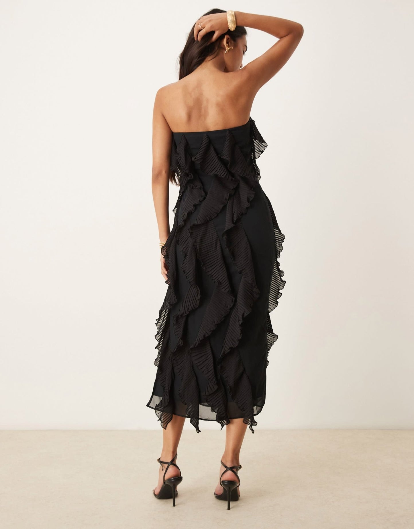 Pretty Lavish strapless ruffle maxi dress in black - ASOS Sample Sale EU Store