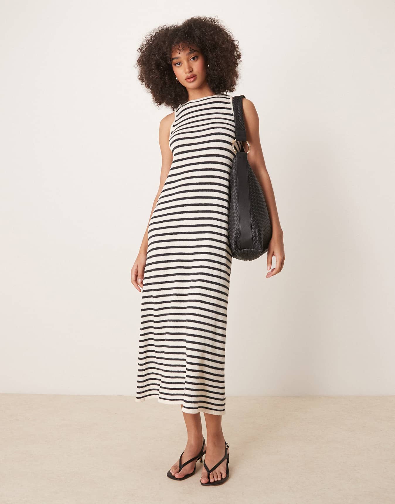 Pretty Lavish stripe knit midaxi dress in cream and navy - ASOS Sample Sale EU Store